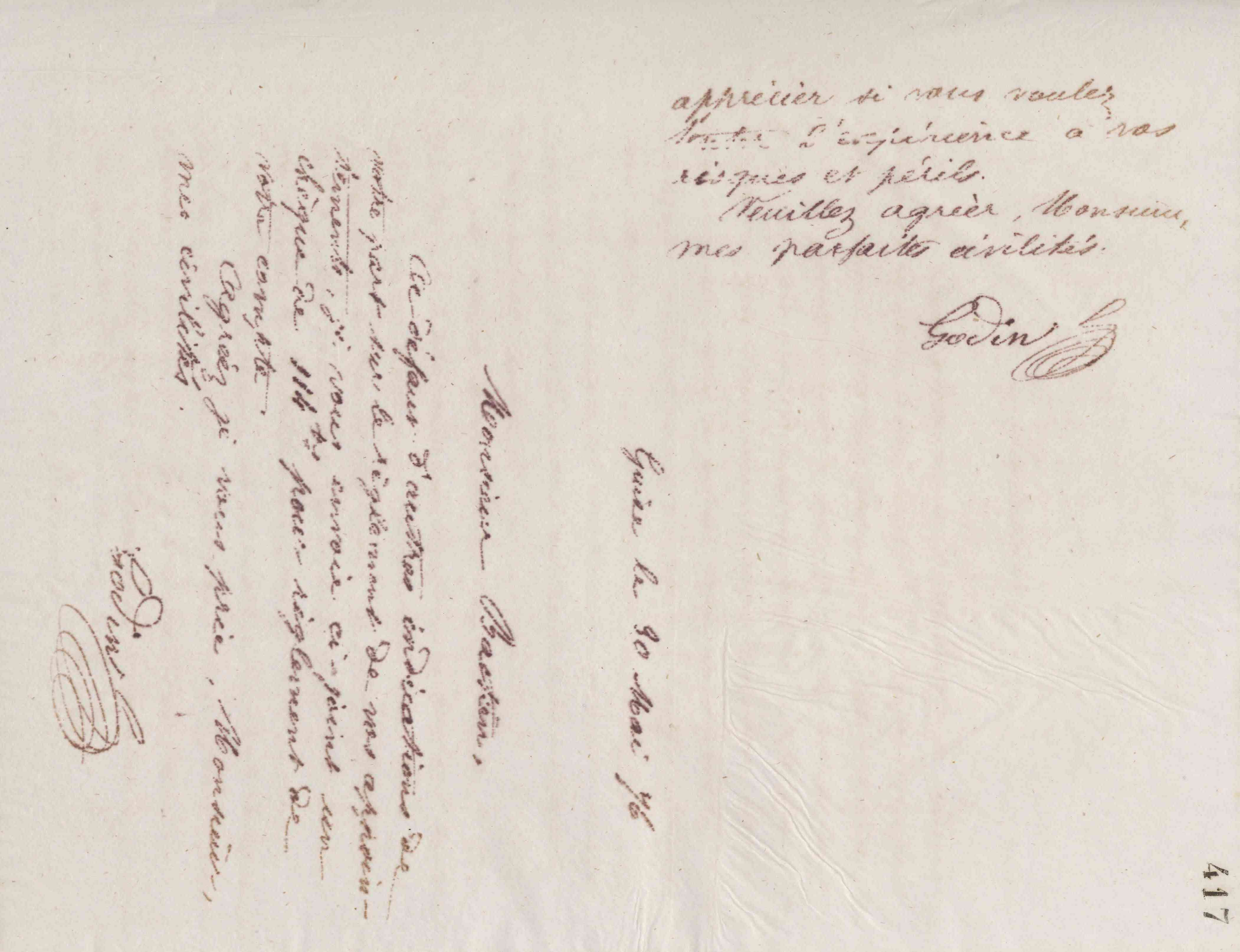 Jean-Baptiste André Godin à monsieur Bastien, 30 mai 1876
