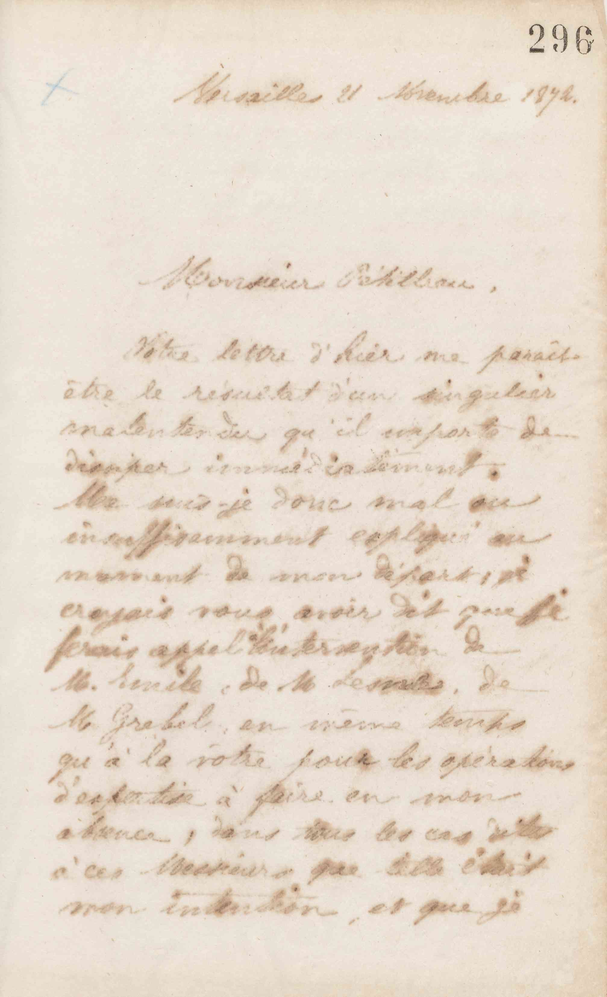 Jean-Baptiste André Godin à Albert Pétilleau, 21 novembre 1872