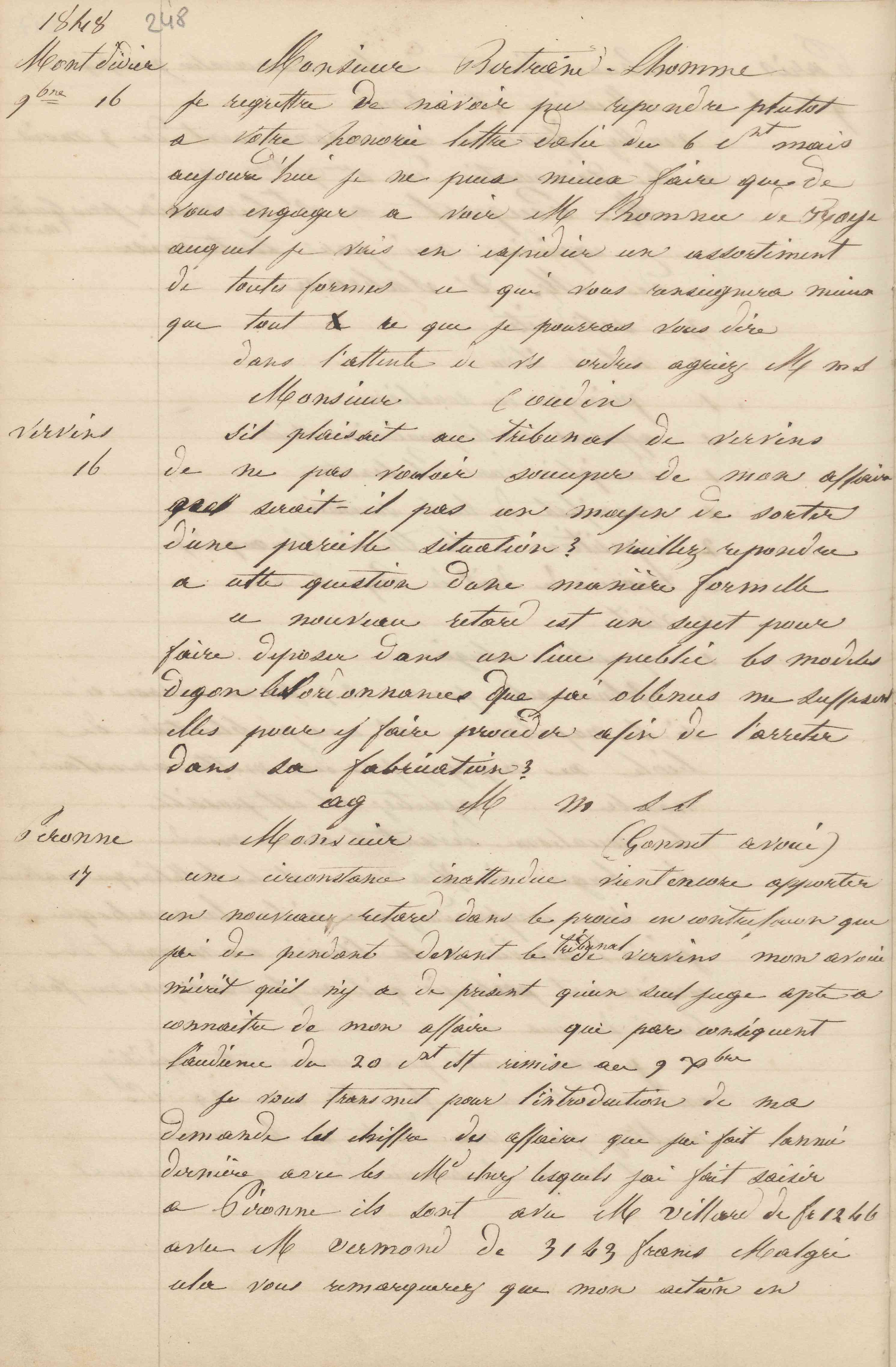 Jean-Baptiste André Godin à monsieur Gonnet, 17 novembre 1848