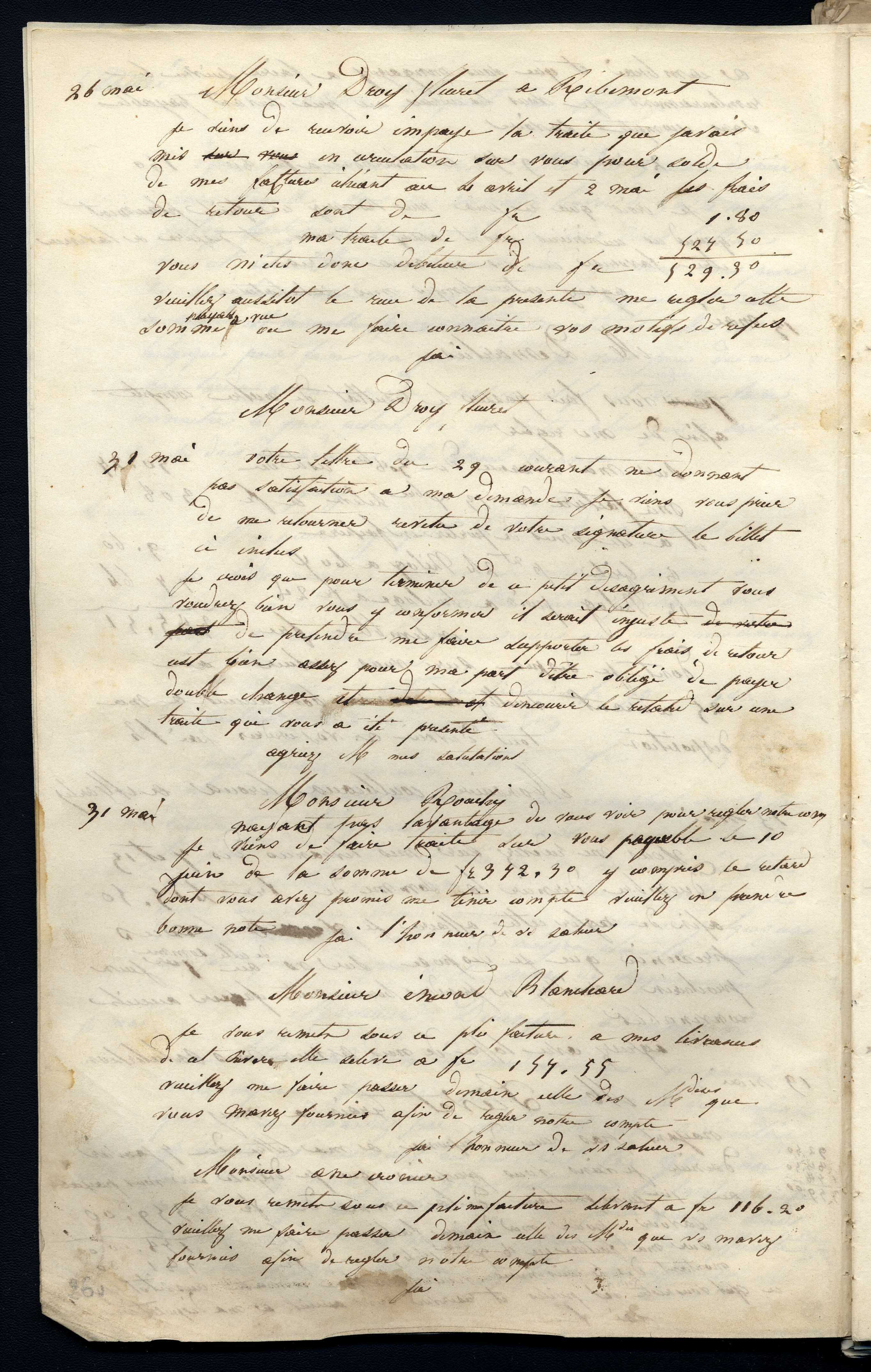 Jean-Baptiste André Godin à monsieur Droy-Fleuret, 31 mai 1845