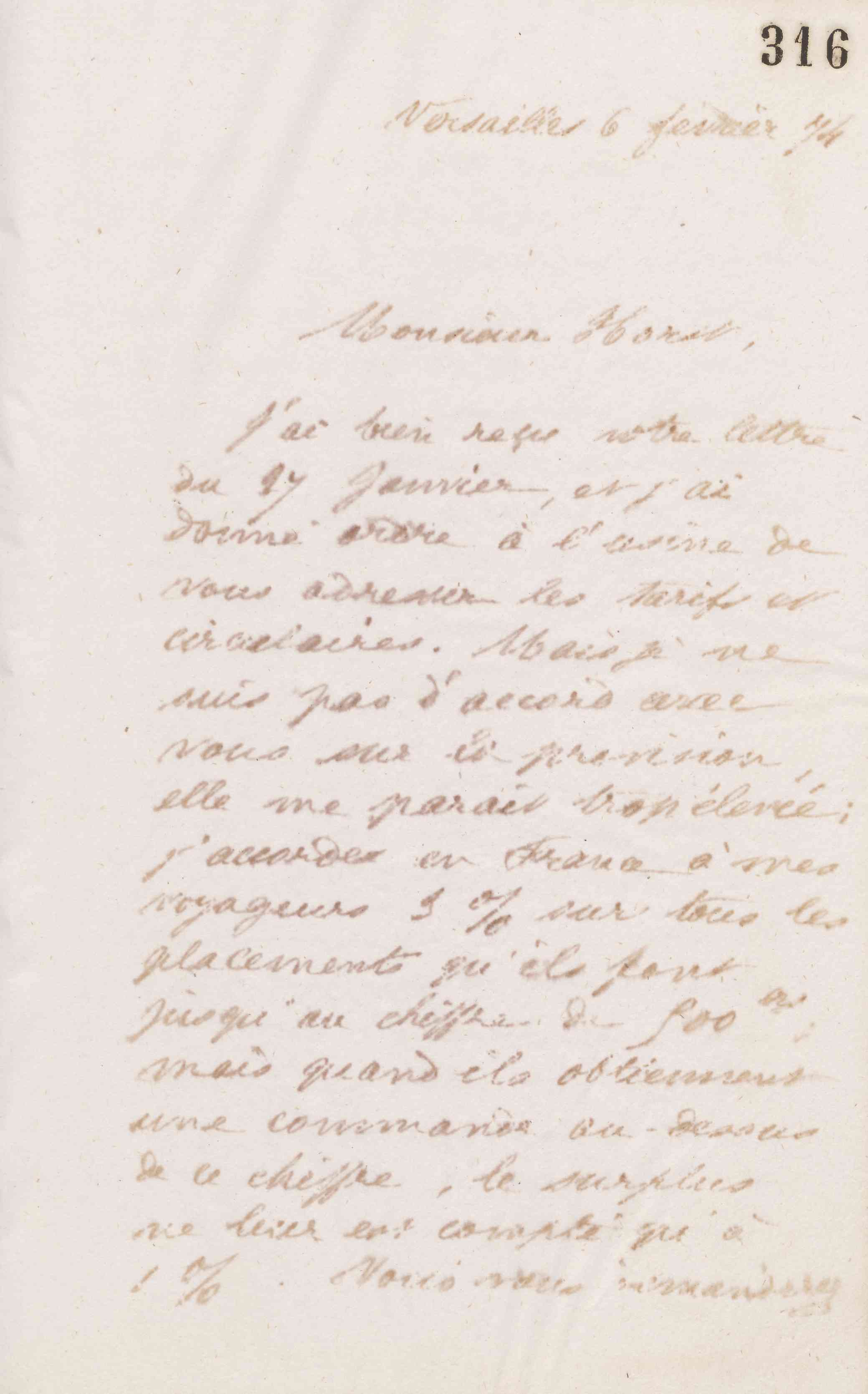 Jean-Baptiste André Godin à monsieur Horst, 6 février 1874