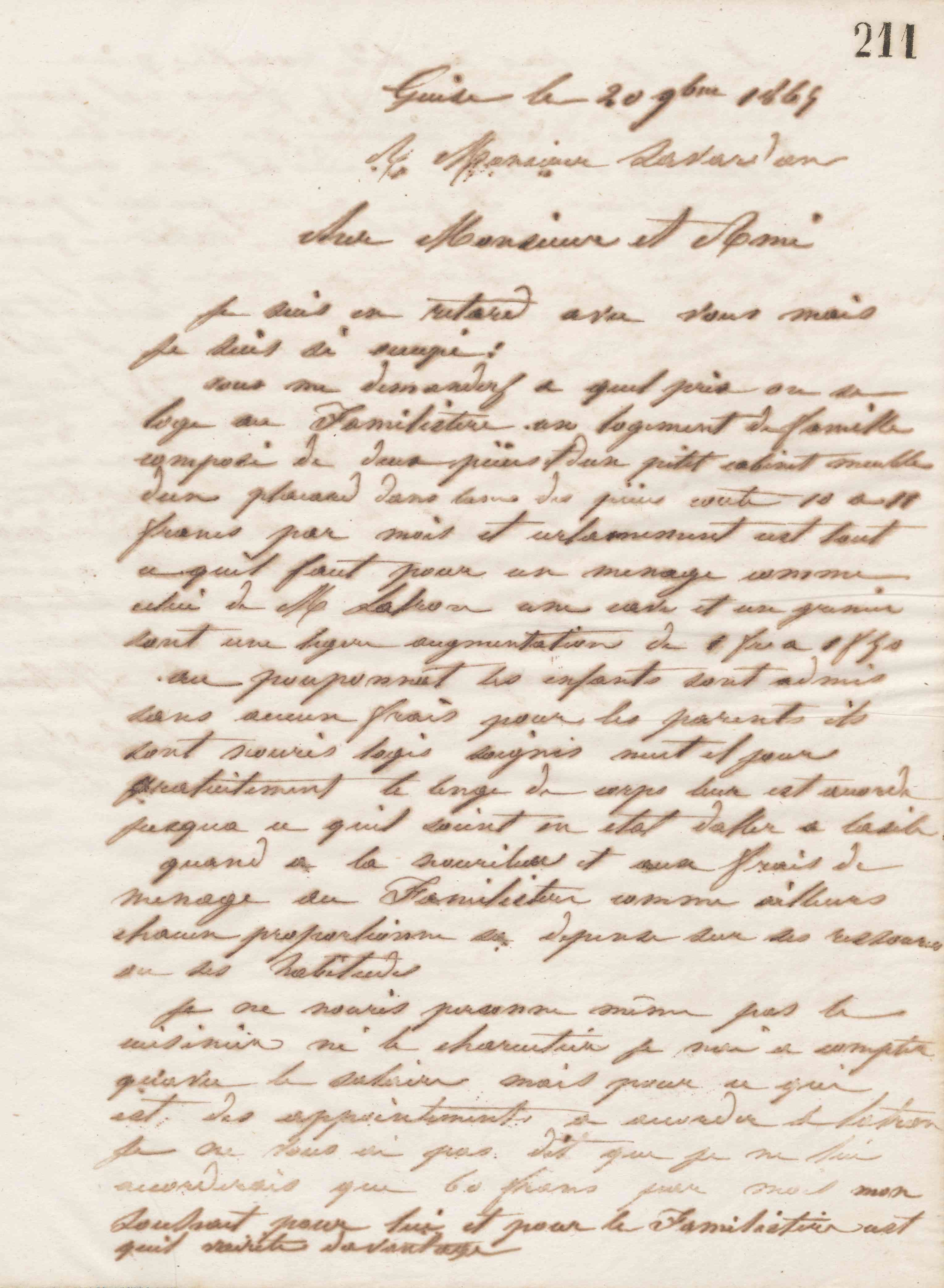 Jean-Baptiste André Godin à Auguste Savardan, 20 novembre 1865