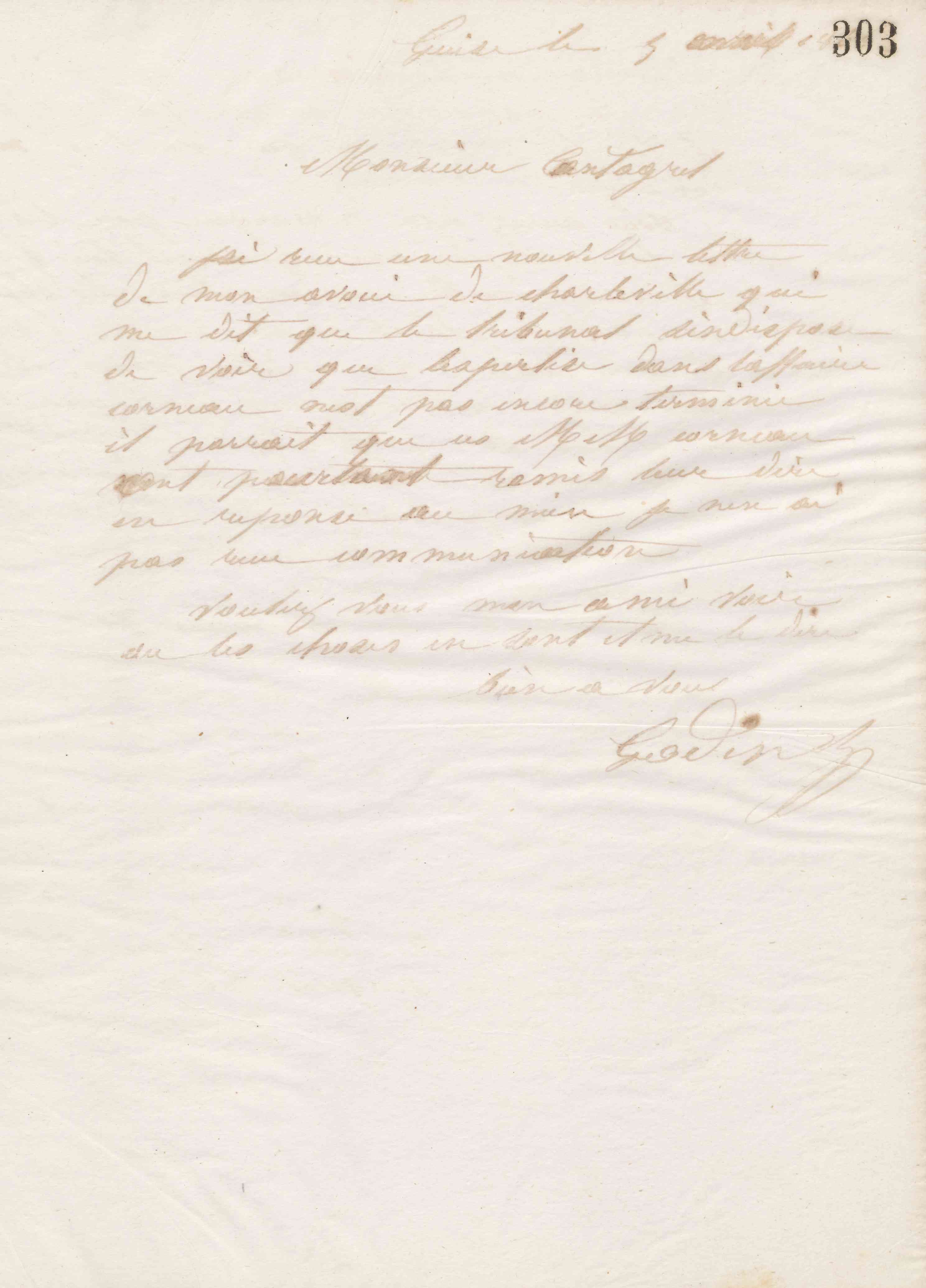 Jean-Baptiste André Godin à François Cantagrel, 5 mars 1866
