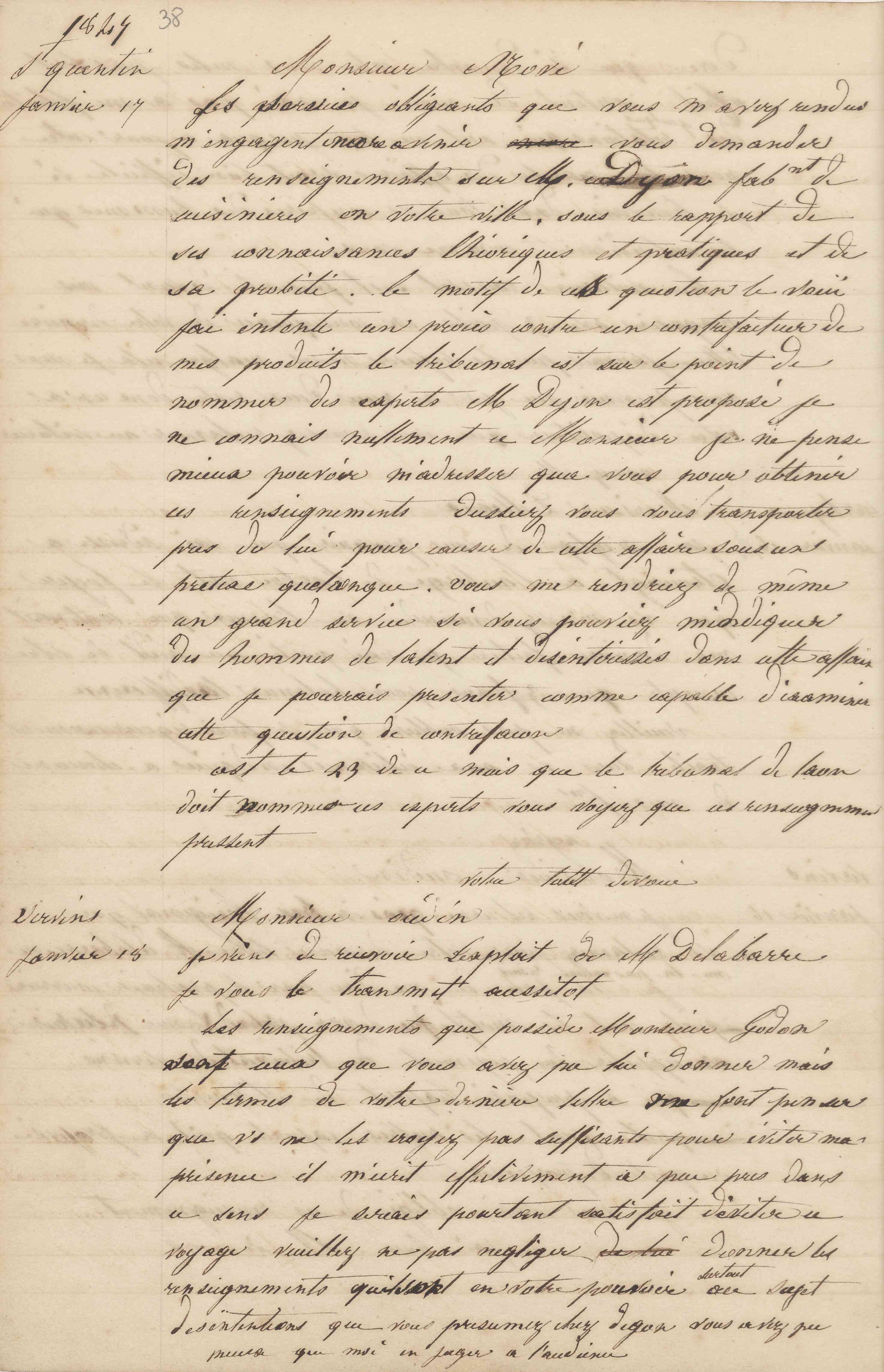 Jean-Baptiste André Godin à Oudin-Leclère, 18 janvier 1847 Jean-Baptiste André Godin à Oudin-Leclère, 18 janvier 1847
