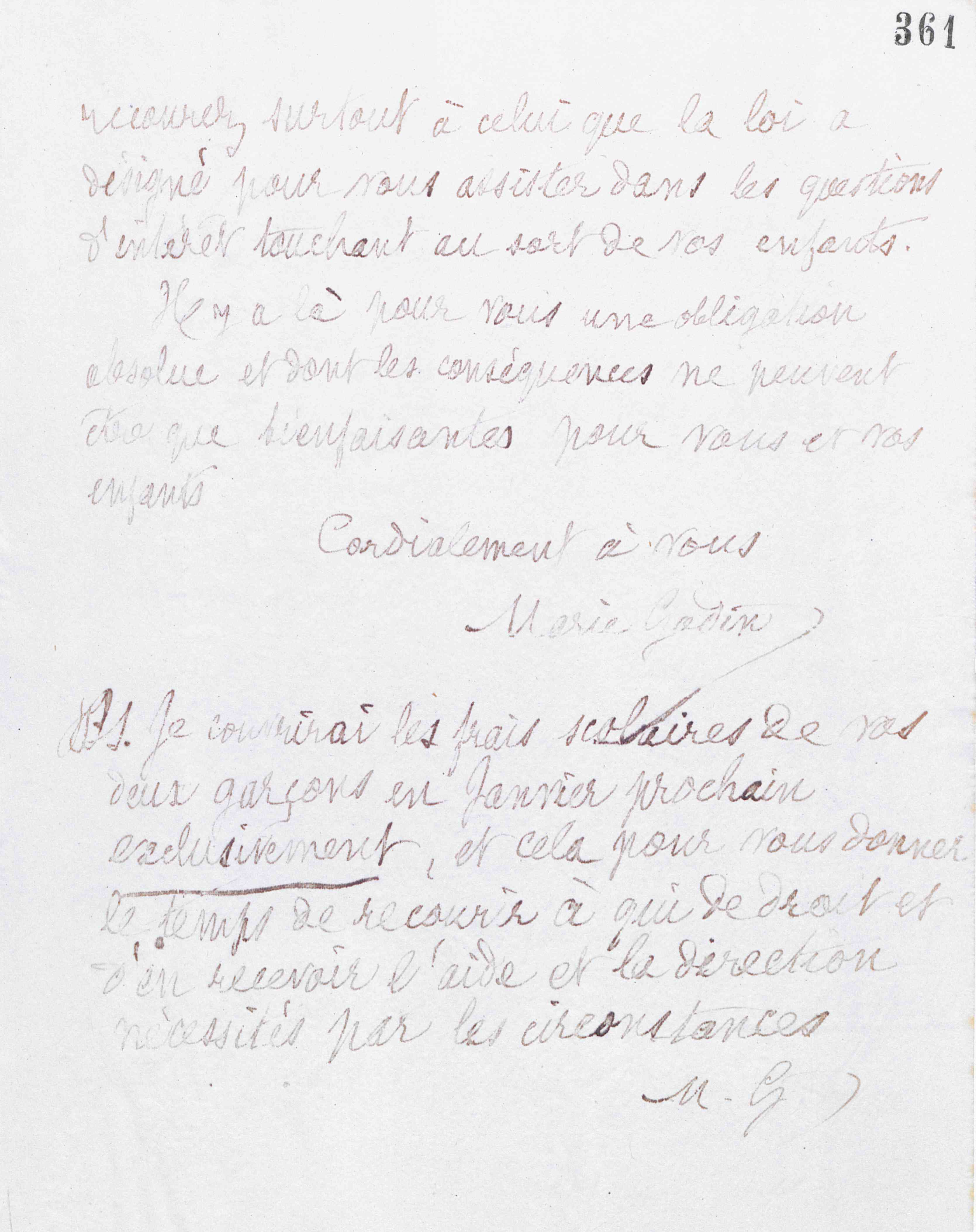 Marie Moret à Elisabeth Piou de Saint-Gilles, 20 décembre 1889 Marie Moret à Elisabeth Piou de Saint-Gilles, 20 décembre 1889