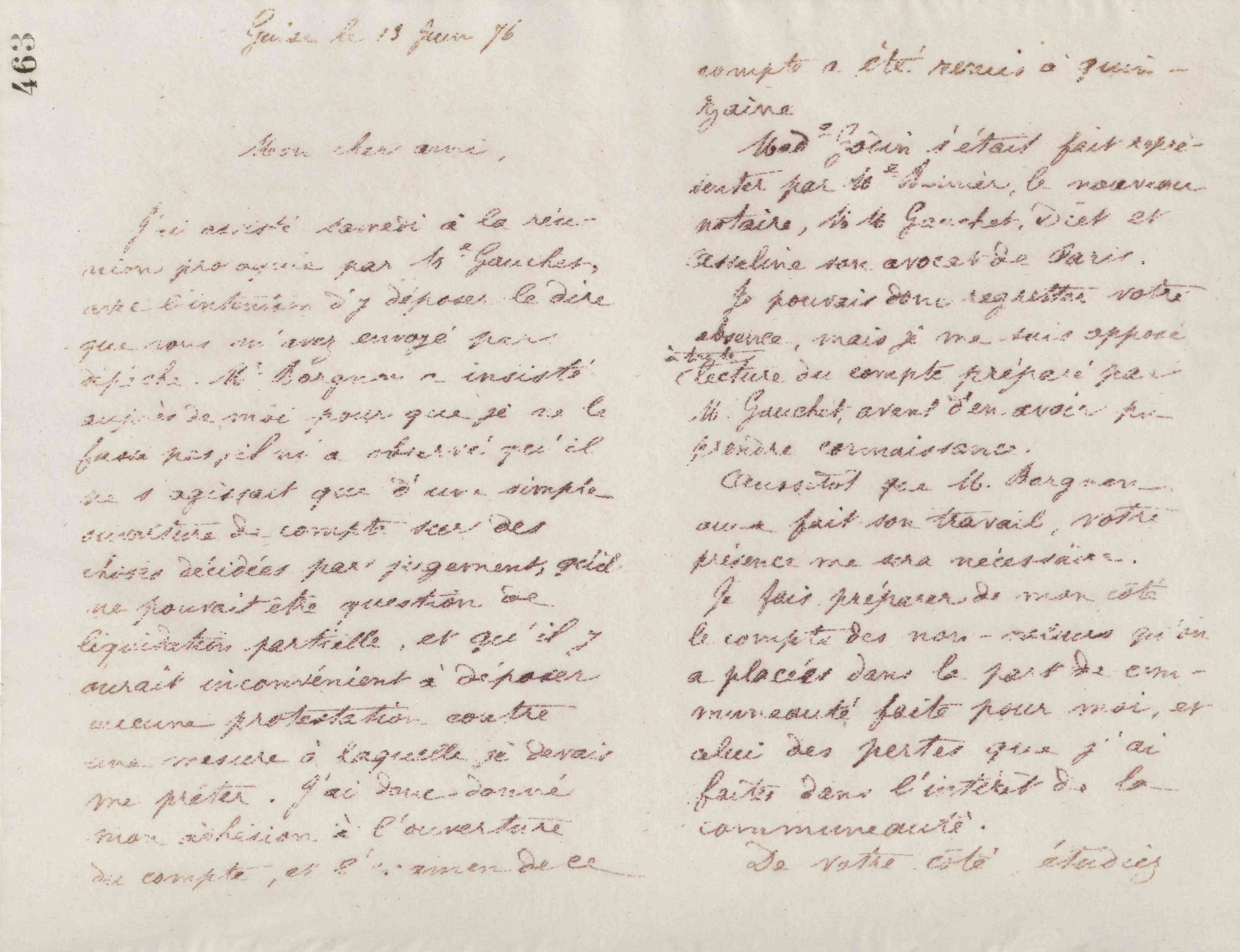 Jean-Baptiste André Godin à Gaston Ganault, 13 juin 1876