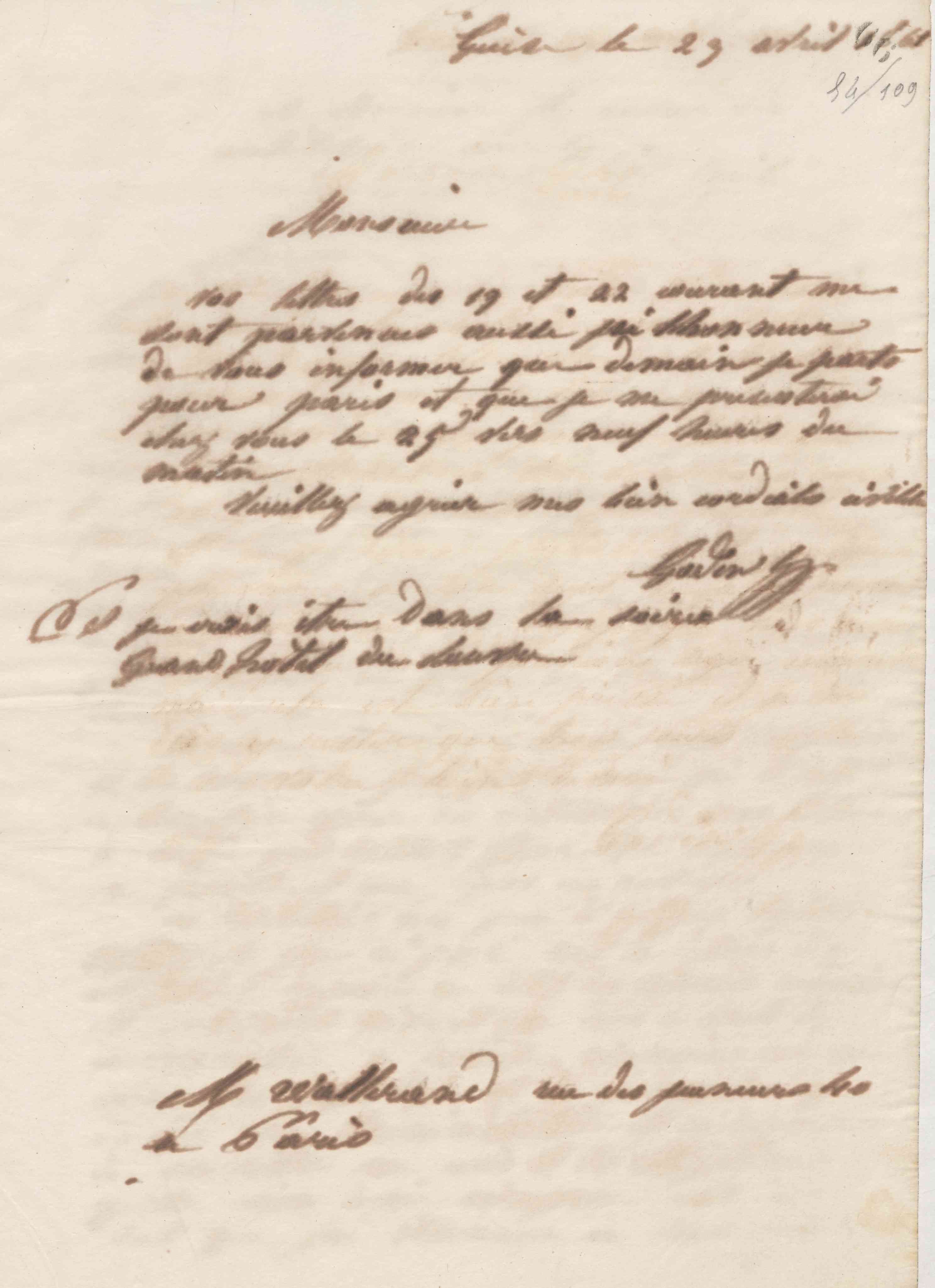 Jean-Baptiste André Godin à Louis-Joseph Wallerand, 23 avril 1861