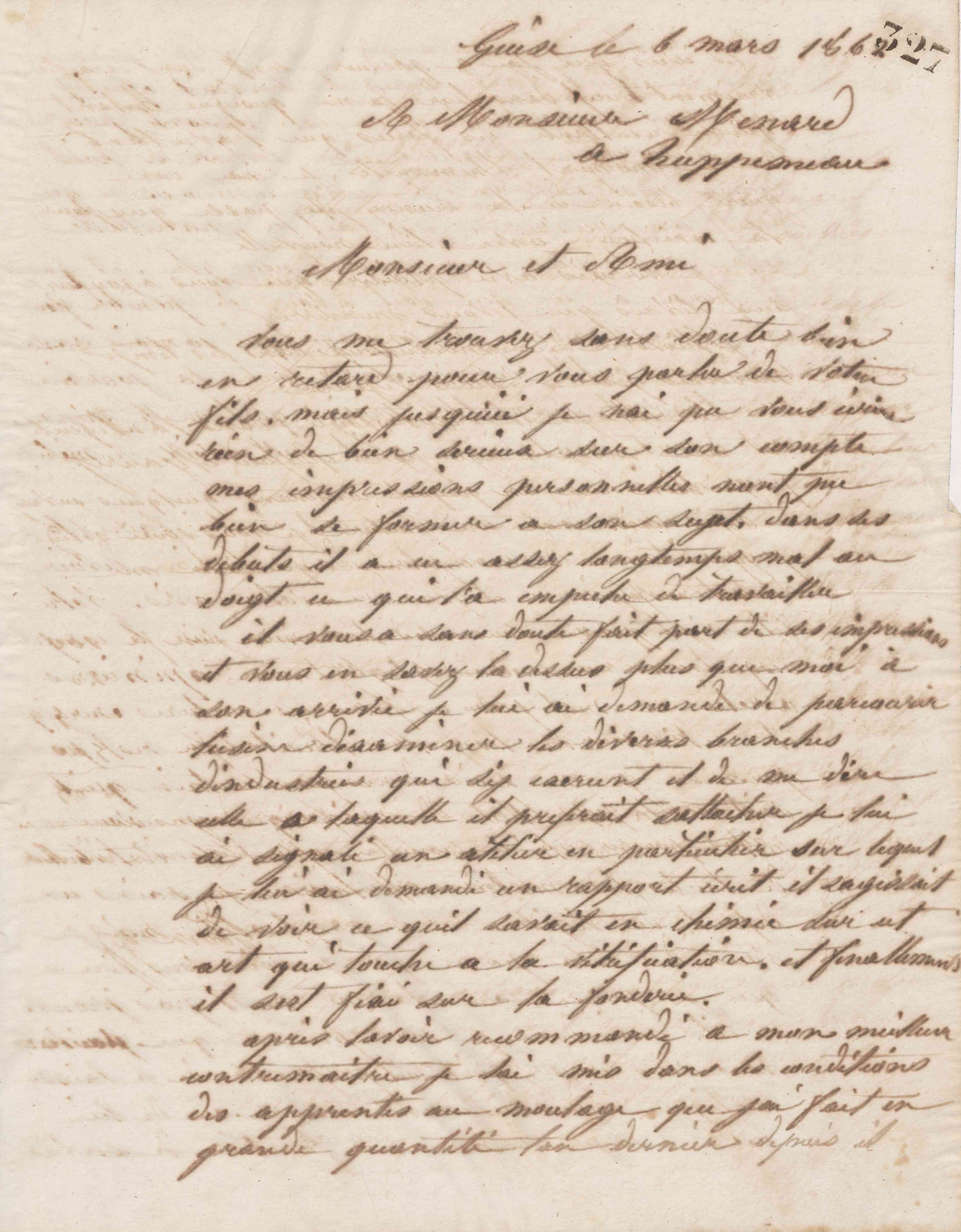Jean-Baptiste André Godin à monsieur Menard, 6 mars 1862 Jean-Baptiste André Godin à monsieur Menard, 6 mars 1862