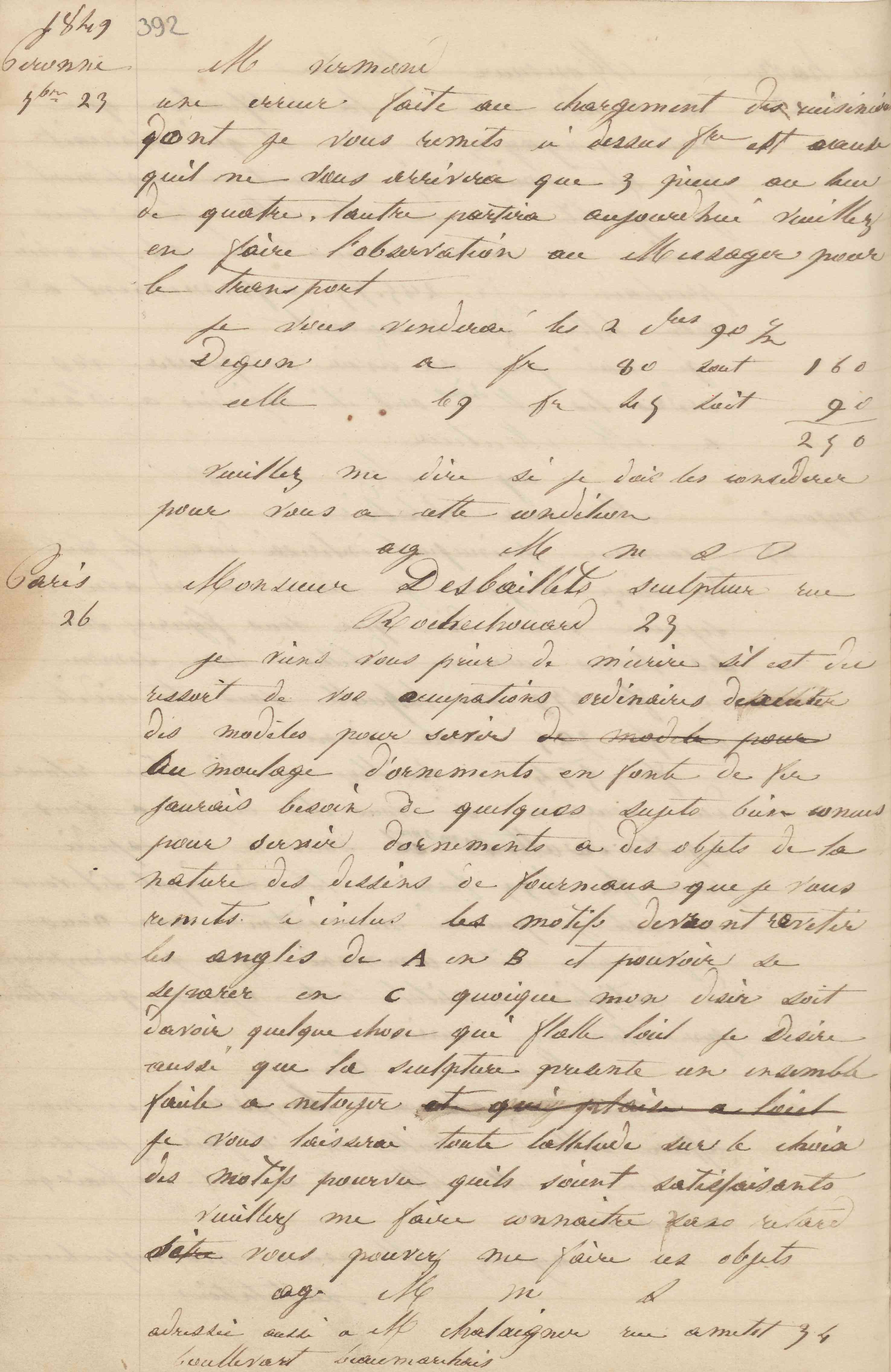 Jean-Baptiste André Godin à monsieur Vermont, 23 septembre 1849 Jean-Baptiste André Godin à monsieur Vermont, 23 septembre 1849