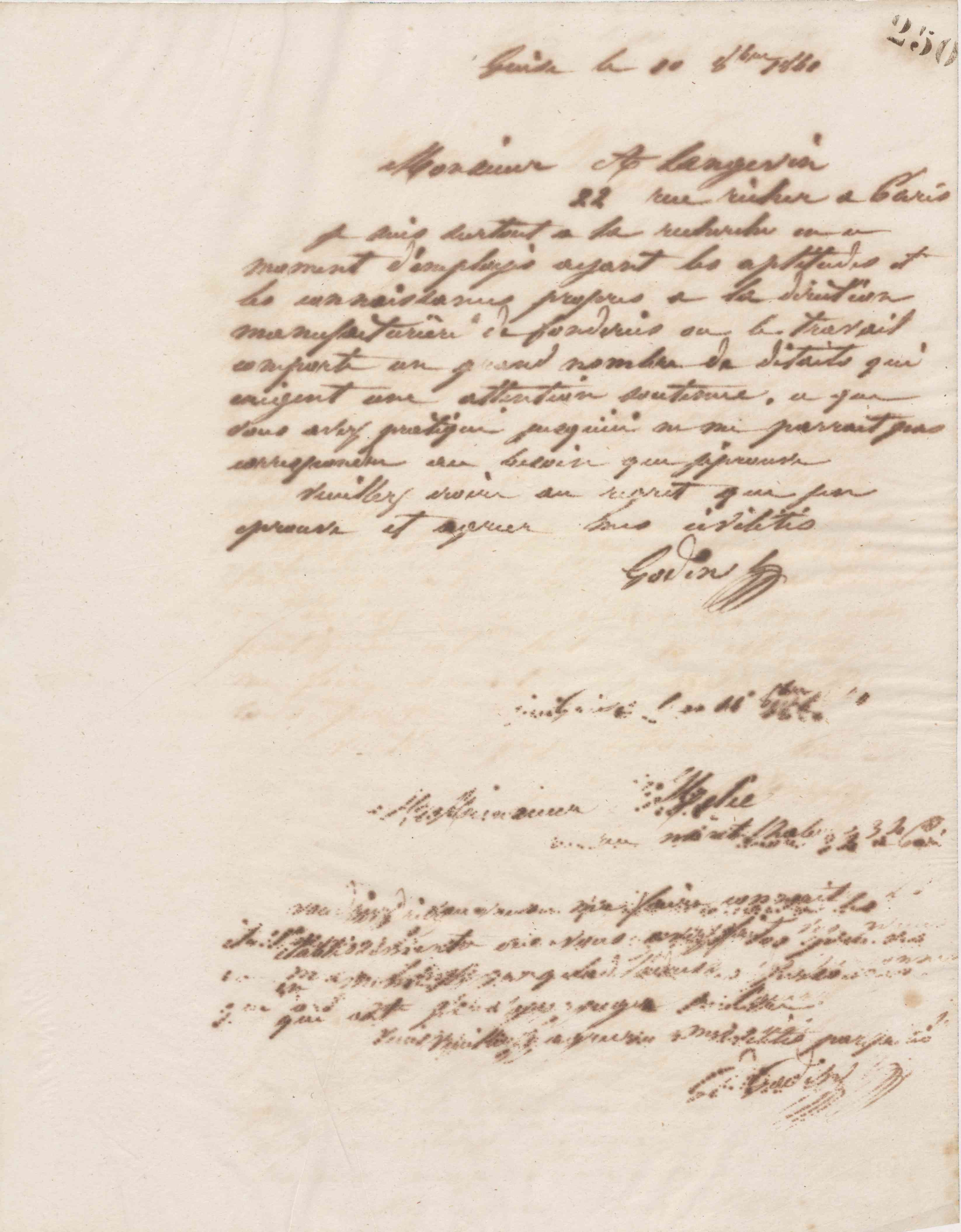 Jean-Baptiste André Godin à monsieur A. Langevin, 11 octobre 1861
