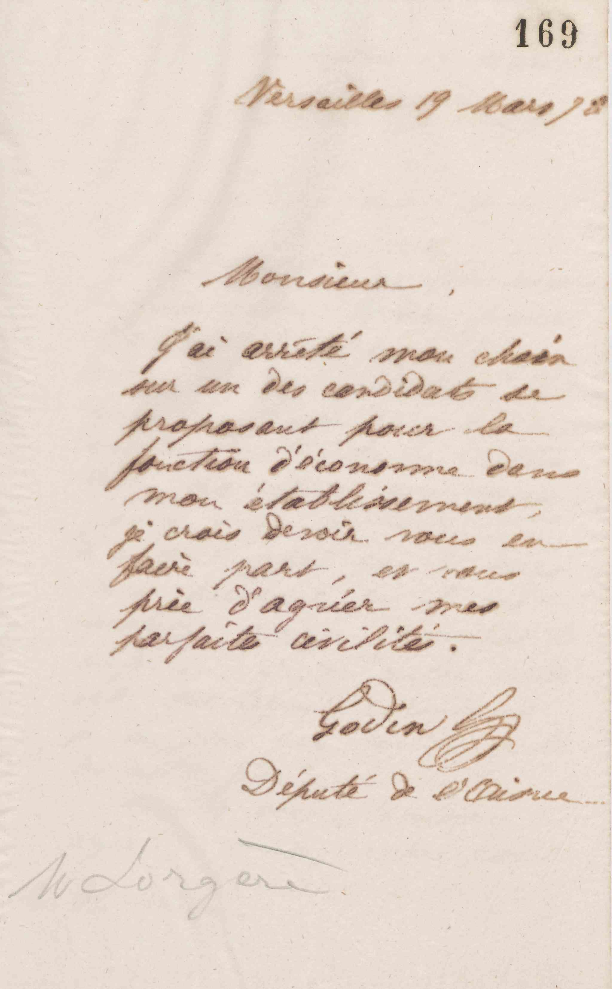 Jean-Baptiste André Godin à Henri Mouton et à monsieur Saint-Dizier, 19 mars 1873