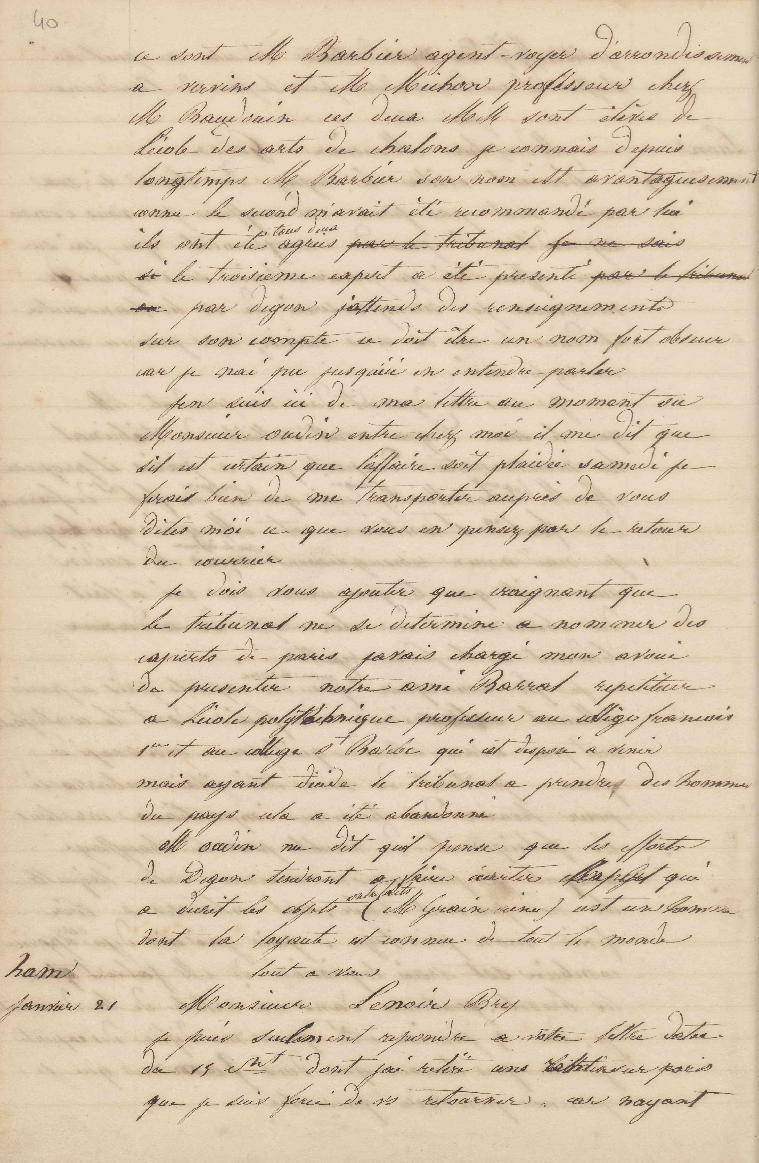 Jean-Baptiste André Godin à monsieur Lenoir-Bry, 21 janvier 1847 Jean-Baptiste André Godin à monsieur Lenoir-Bry, 21 janvier 1847