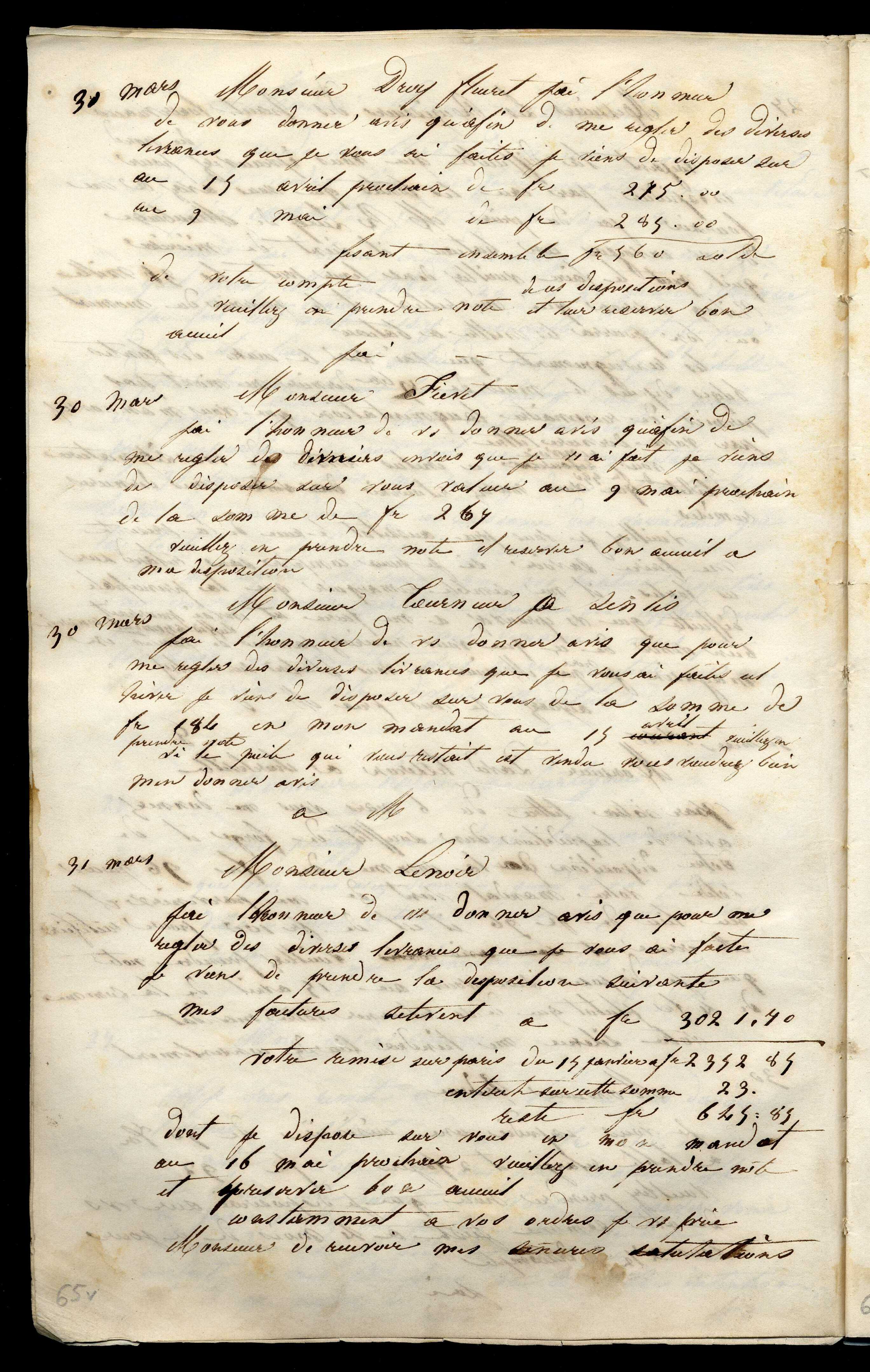 Jean-Baptiste André Godin à monsieur Droy-Fleuret, 30 mars [1846]
