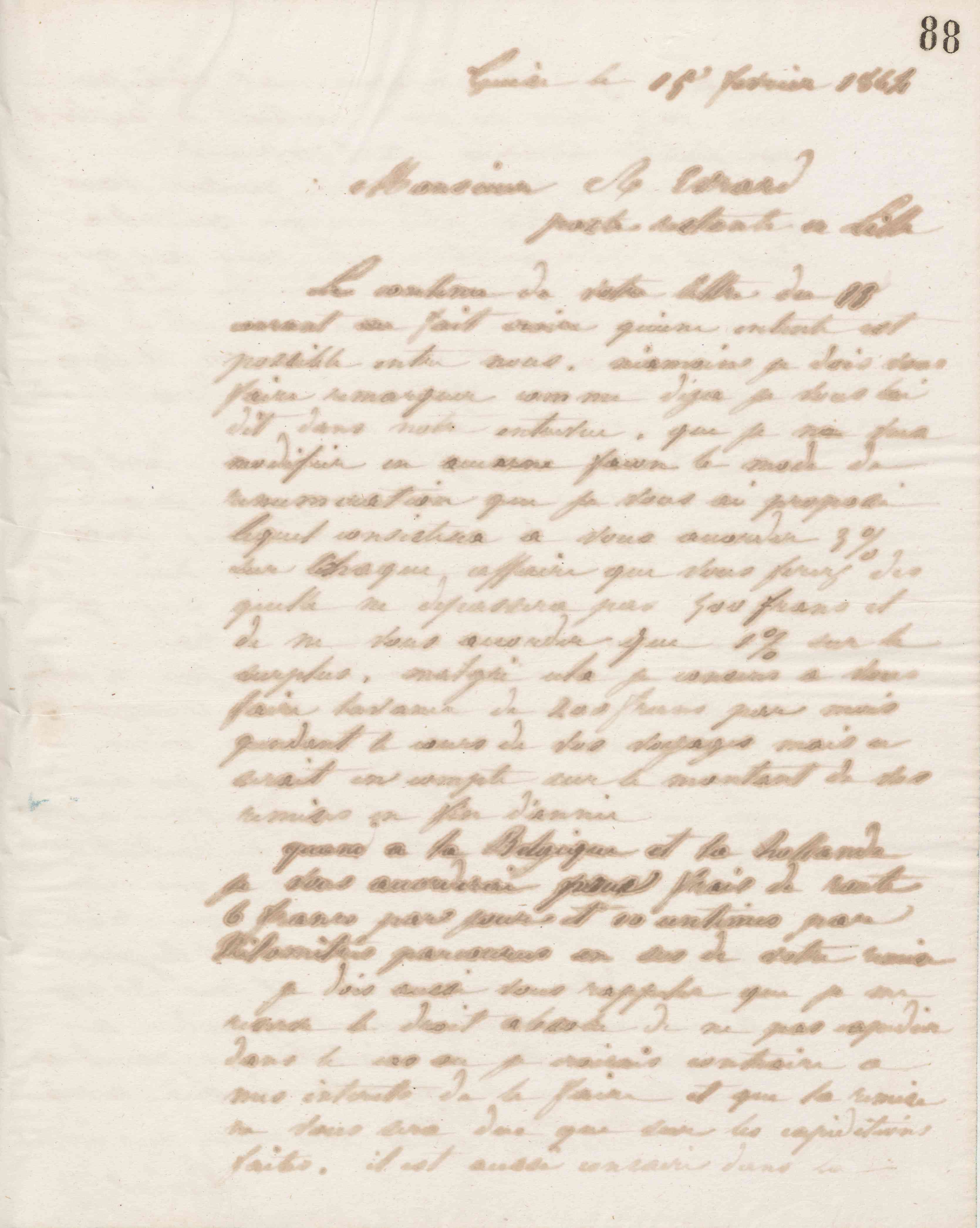 Jean-Baptiste André Godin à monsieur A. Évrard, 15 février 1864