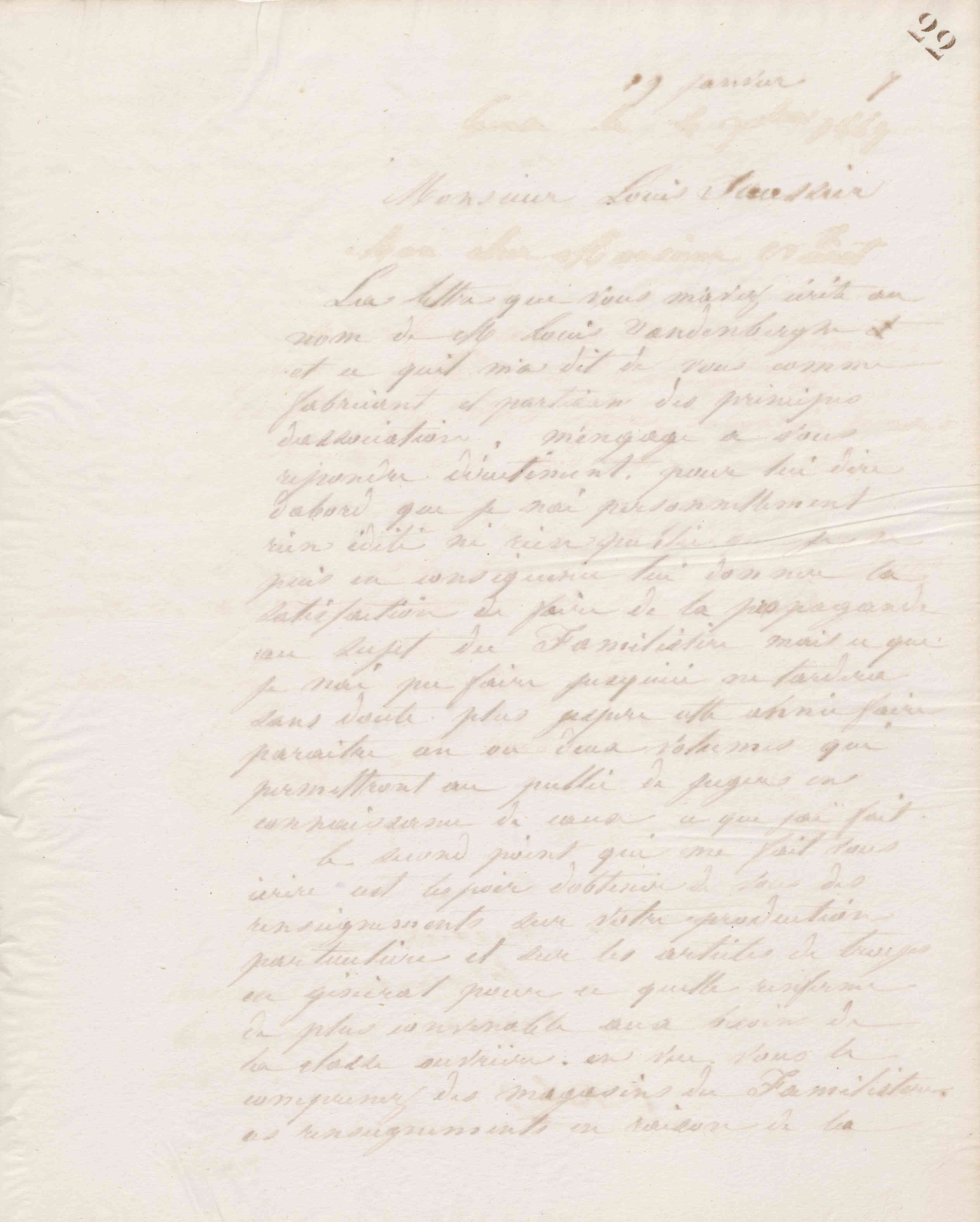 Jean-Baptiste André Godin à Louis Saussier, 19 janvier 1868 Jean-Baptiste André Godin à Louis Saussier, 19 janvier 1868
