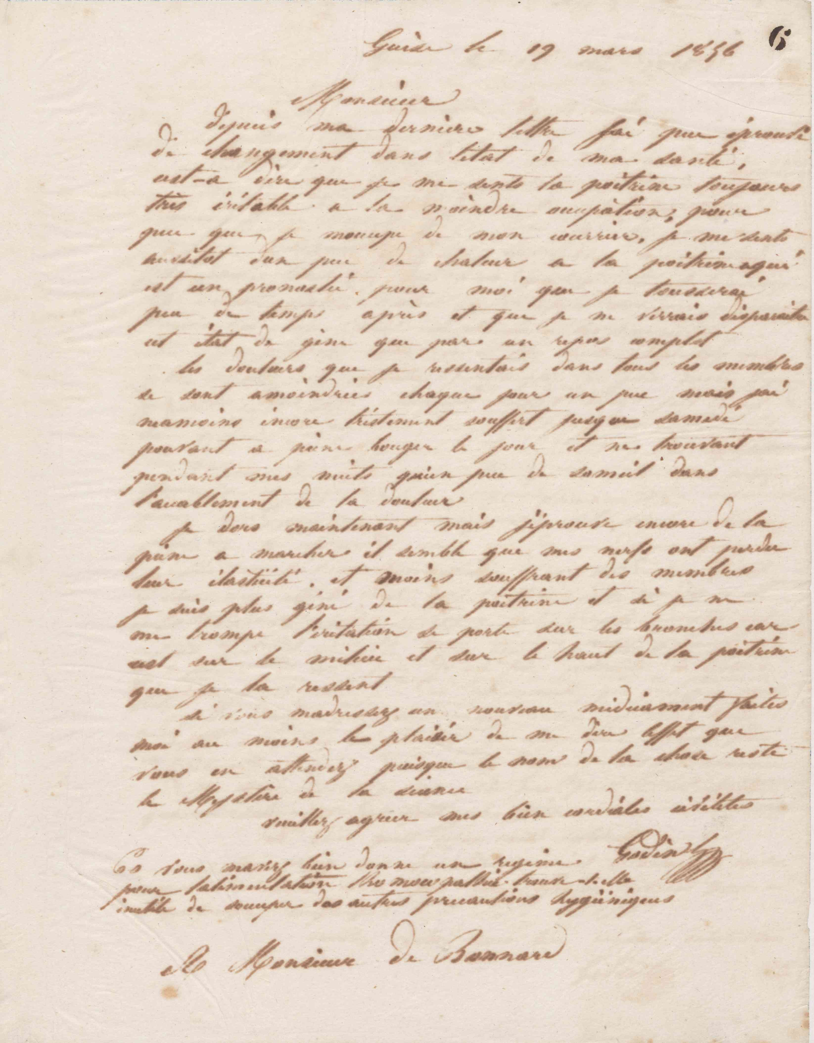 Jean-Baptiste André Godin à Arthur de Bonnard, 19 mars 1856