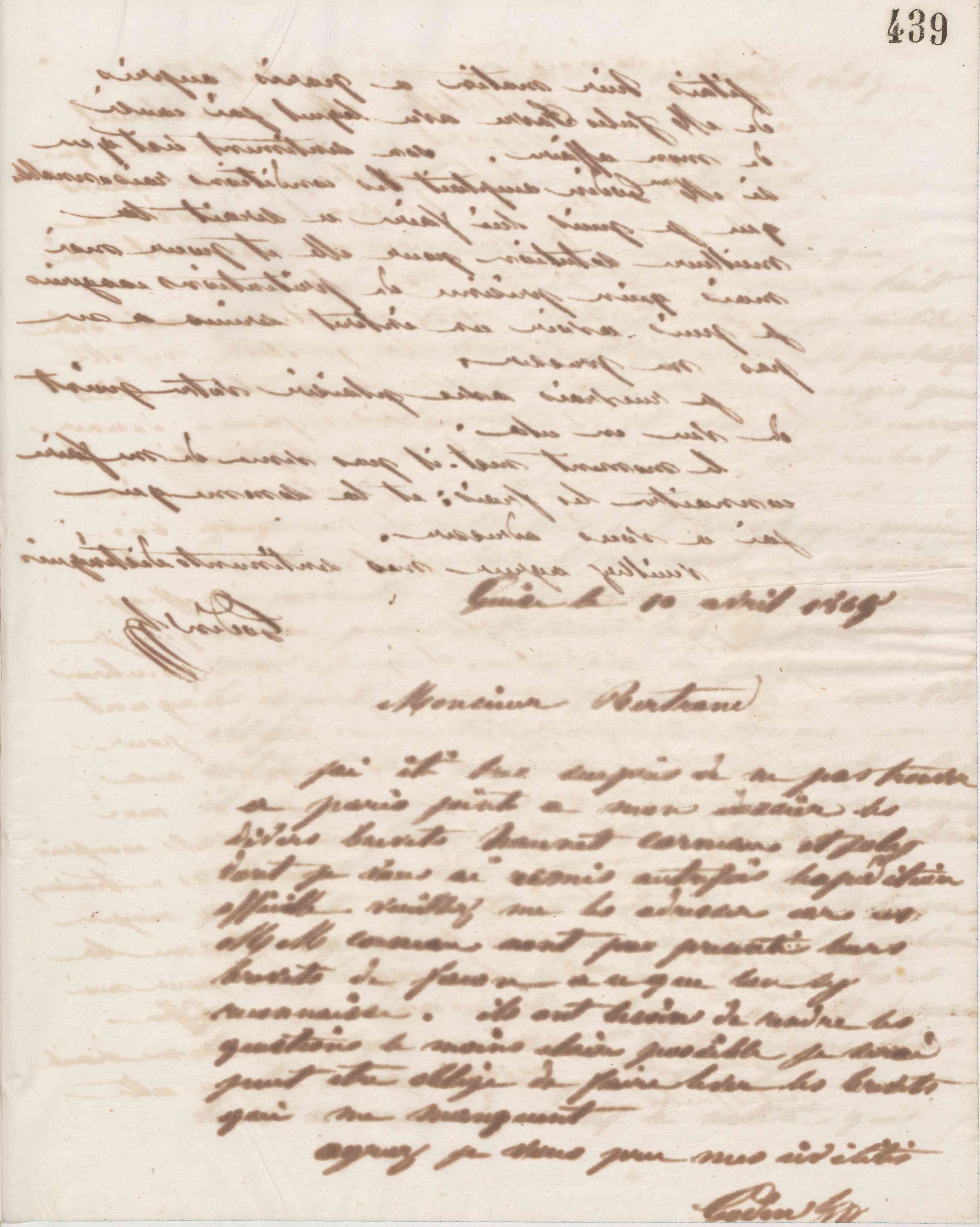 Jean-Baptiste André Godin à monsieur Bertrand, 10 avril 1865 Jean-Baptiste André Godin à monsieur Bertrand, 10 avril 1865