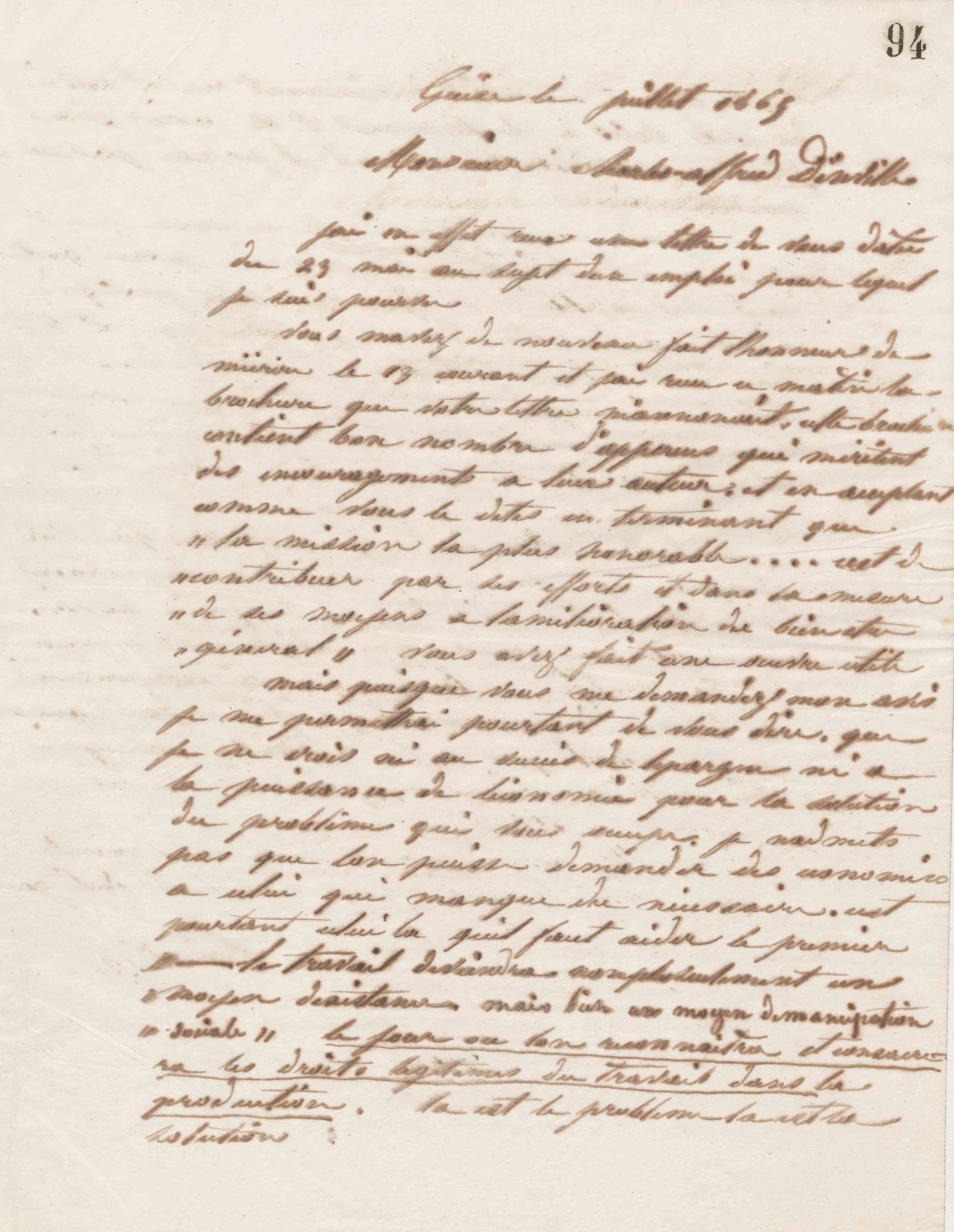 Jean-Baptiste André Godin à Charles Alfred d'Inville, vers le 15 juillet 1865