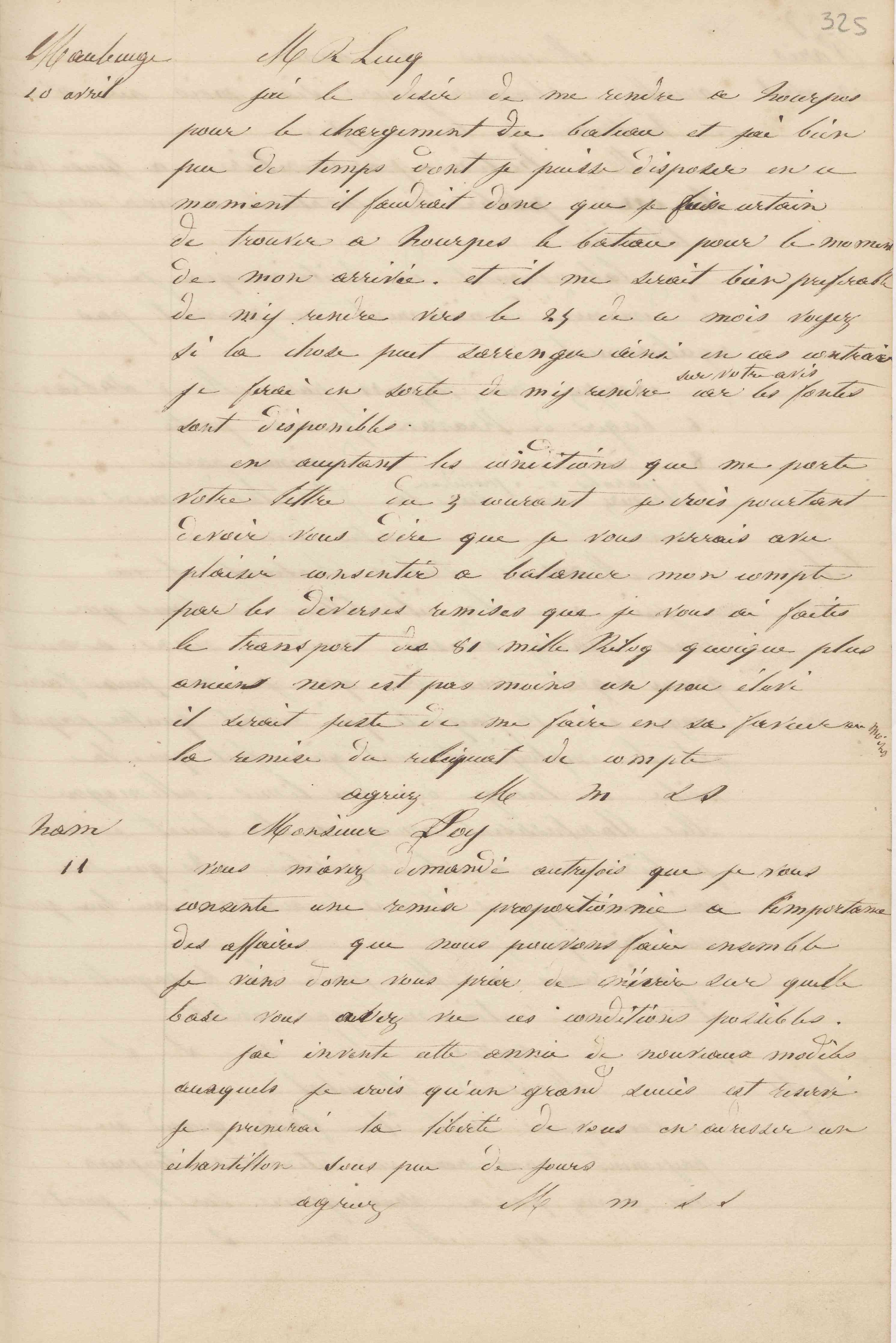 Jean-Baptiste André Godin à monsieur Foy, 11 avril 1849 Jean-Baptiste André Godin à monsieur Foy, 11 avril 1849