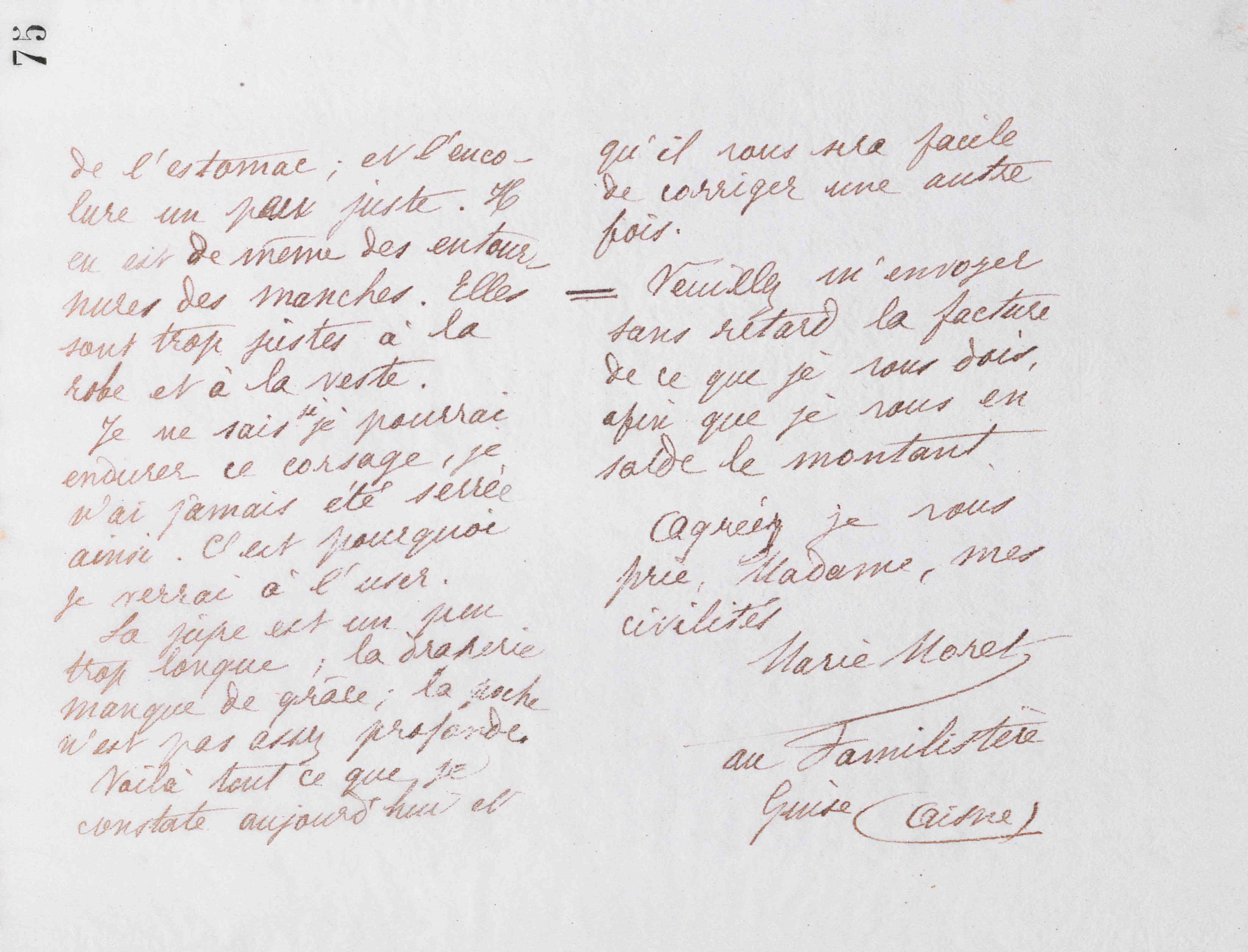 Marie Moret à madame Grivet, 6 octobre 1885