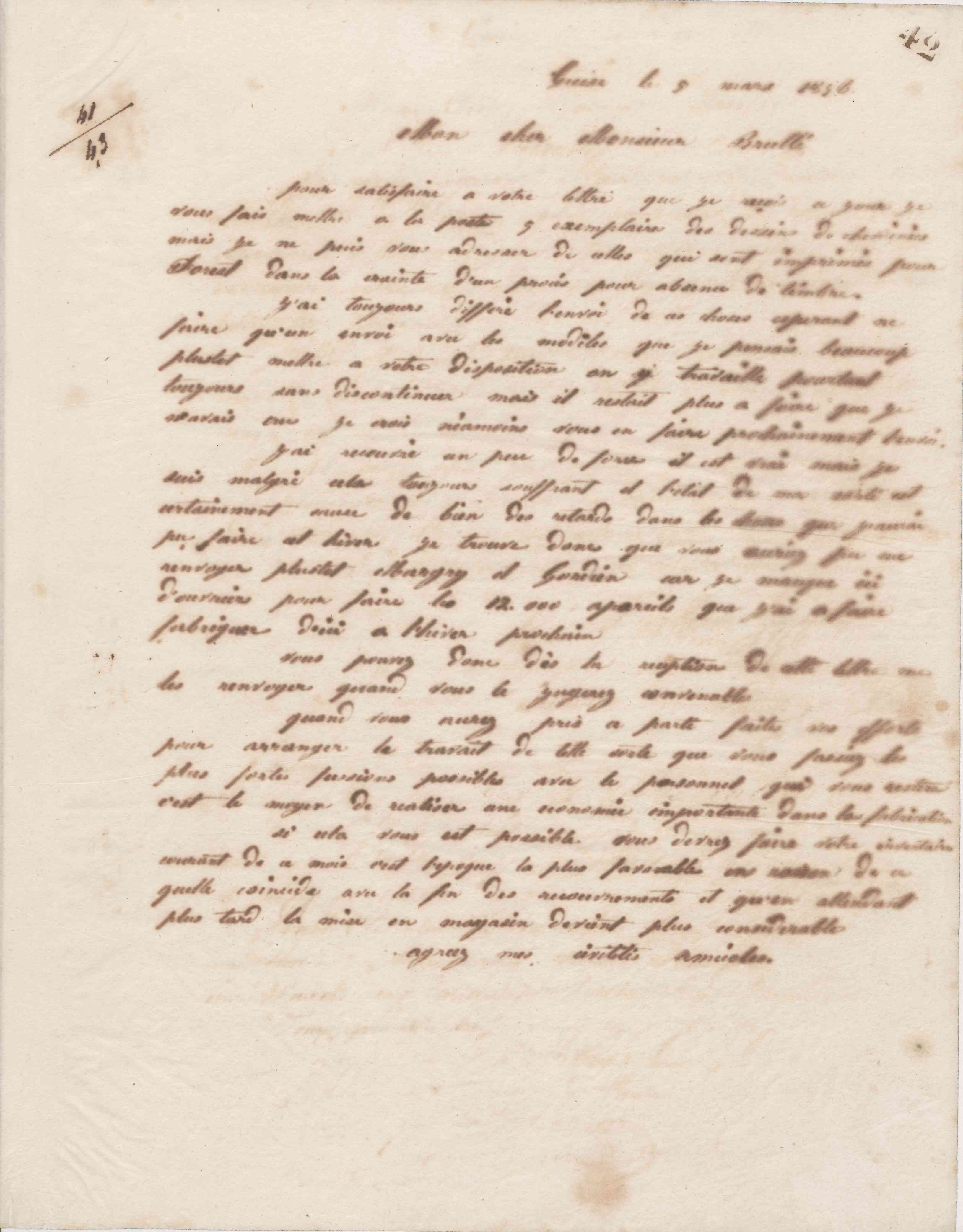 Jean-Baptiste André Godin à Alexandre Brullé, 5 mars 1856 Jean-Baptiste André Godin à Alexandre Brullé, 5 mars 1856