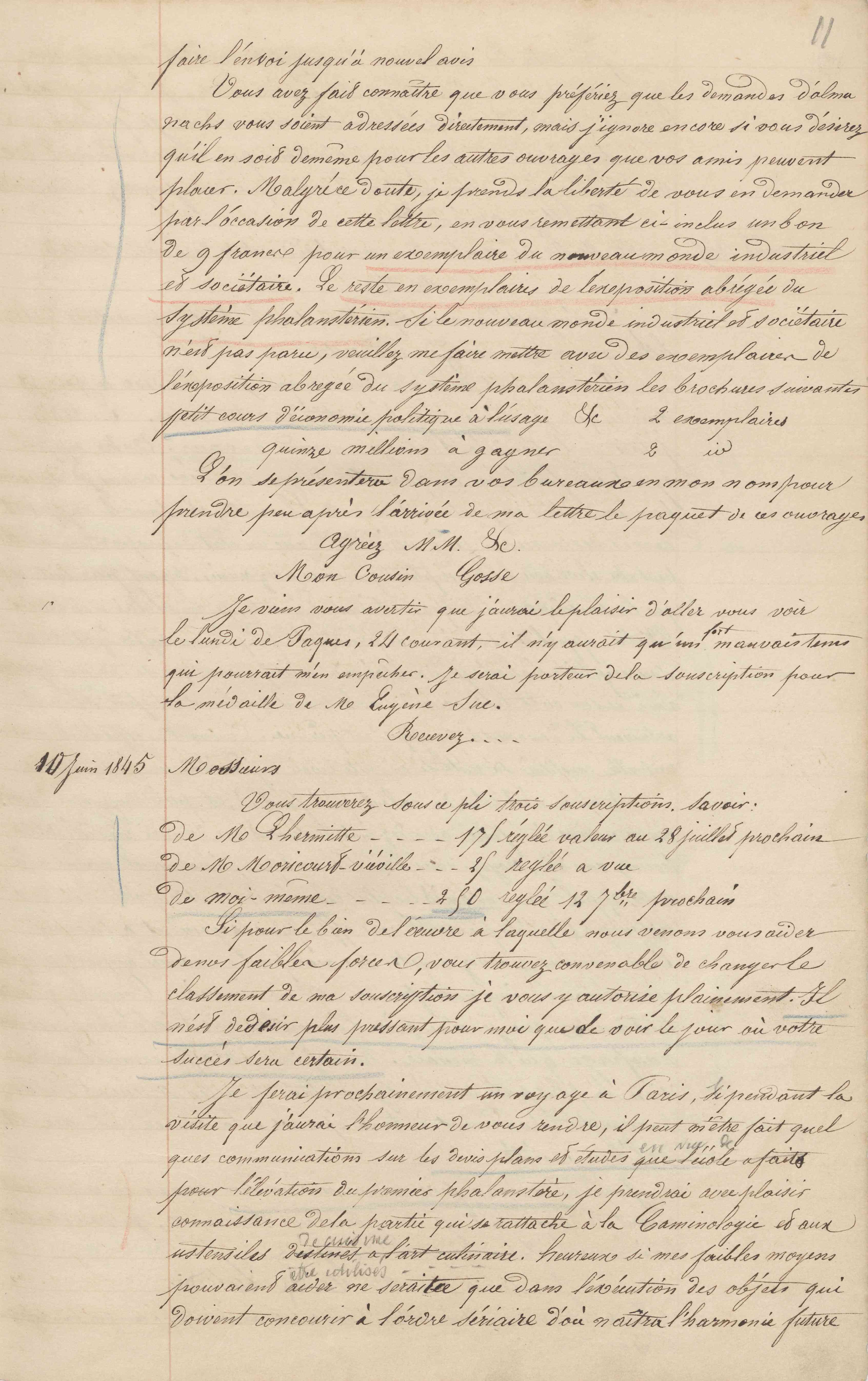 Jean-Baptiste André Godin à La Démocratie pacifique, 27 février 1845