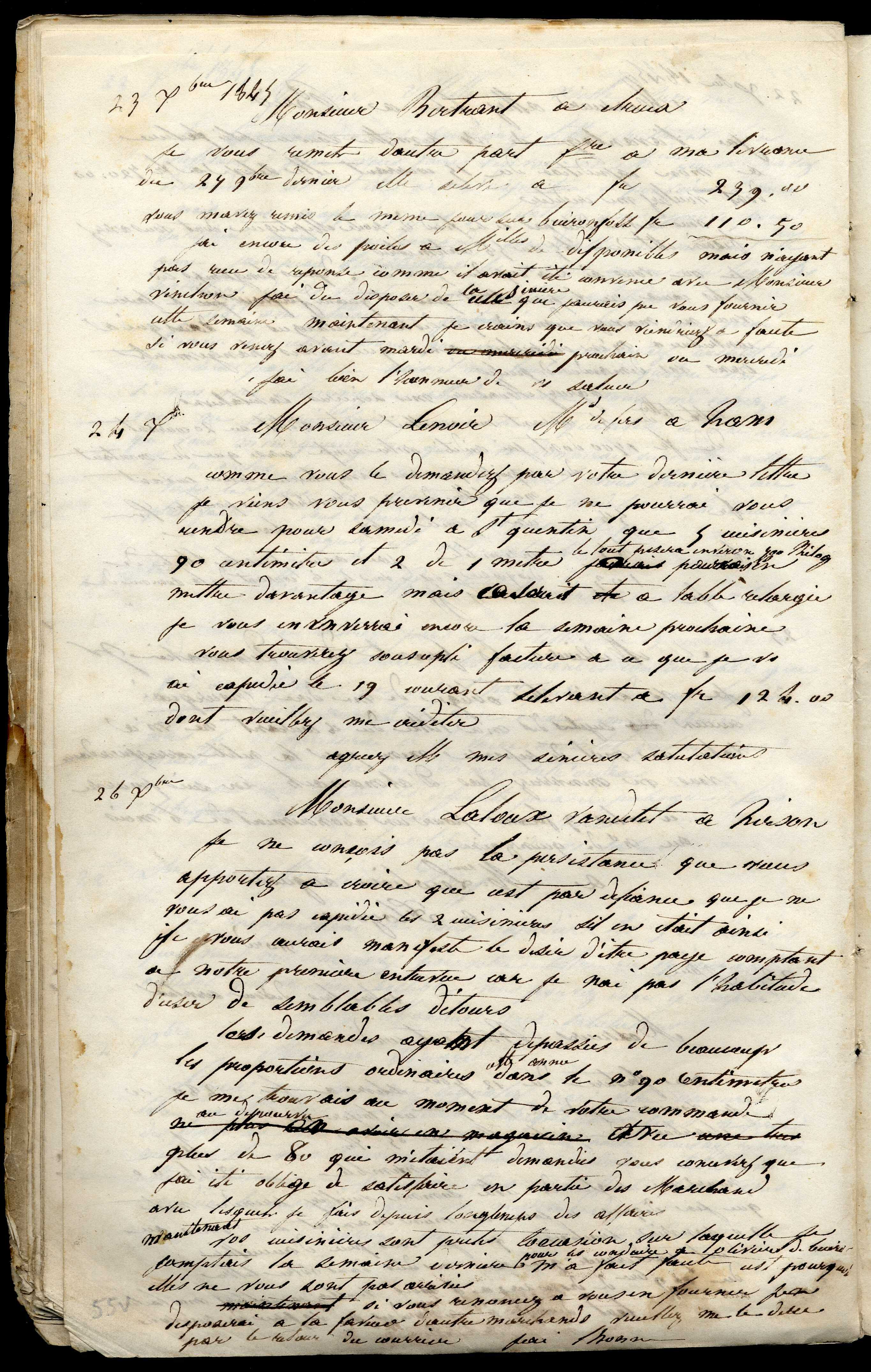 Jean-Baptiste André Godin à monsieur Lenoir, 24 décembre [1845]