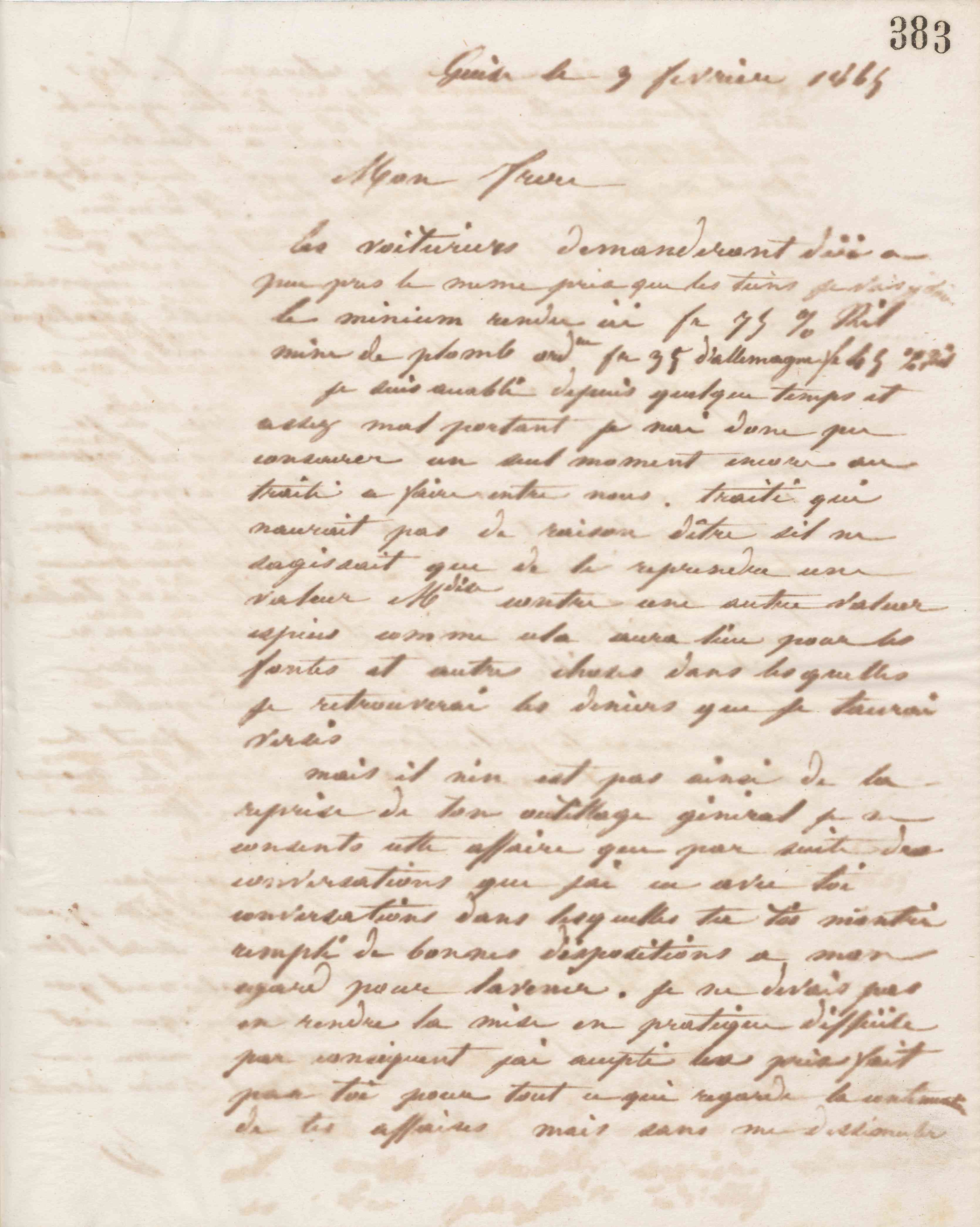 Jean-Baptiste André Godin à Alexandre Barthélemy Godin, 3 février 1865