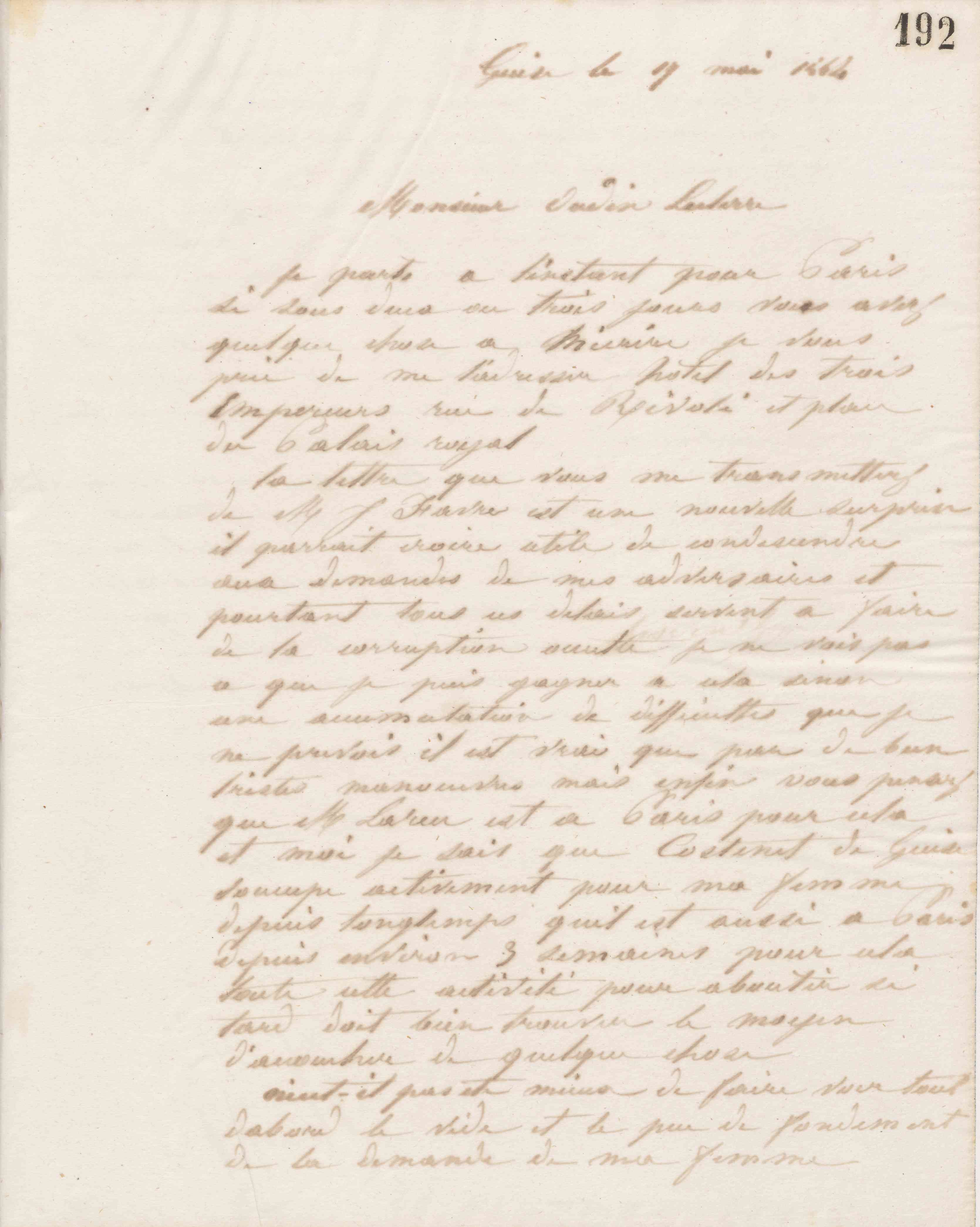 Jean-Baptiste André Godin à Louis Oudin-Leclère, 17 mai 1864