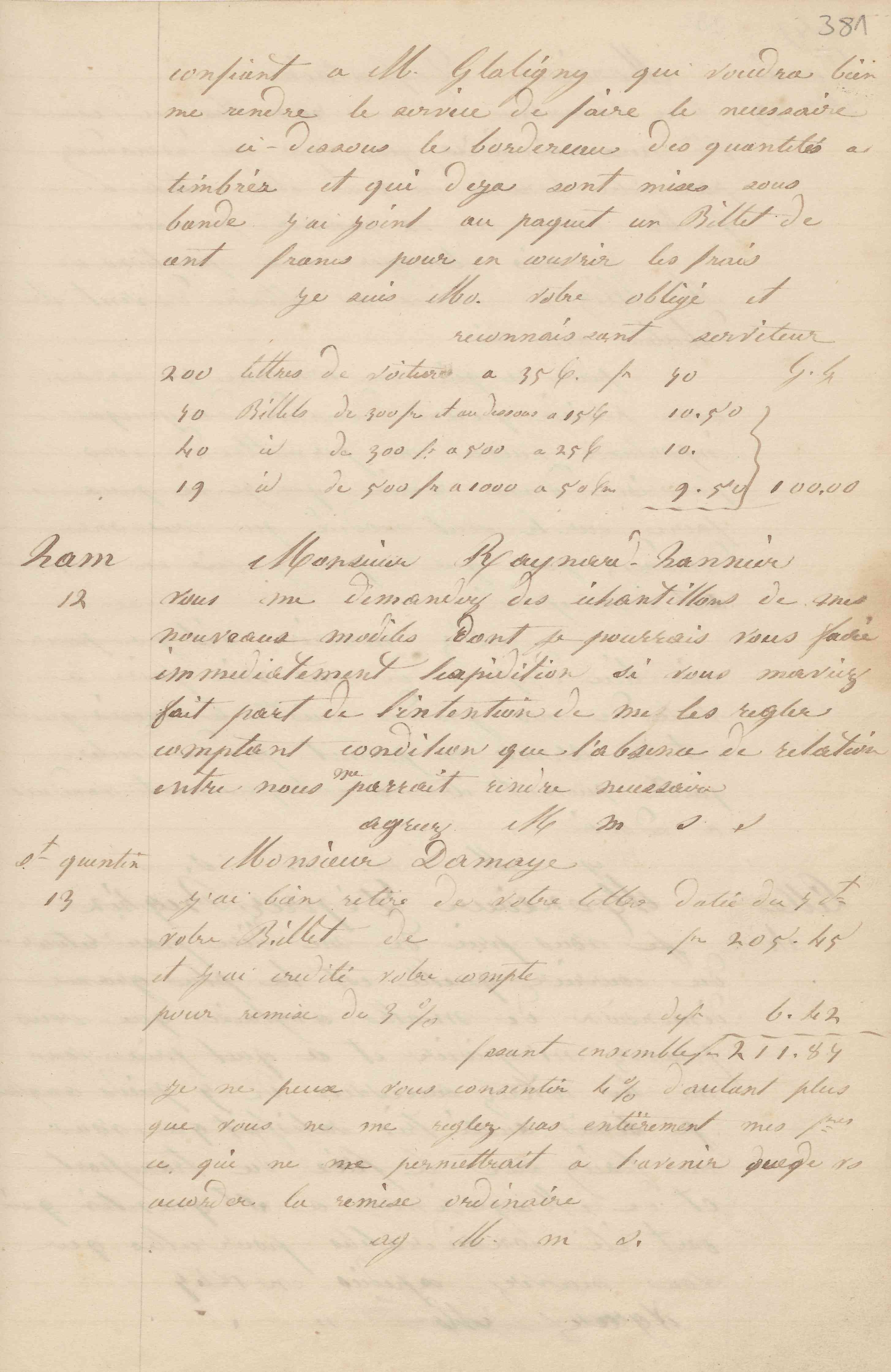 Jean-Baptiste André Godin à monsieur Raynard-Hannier, 12 [septembre 1849]