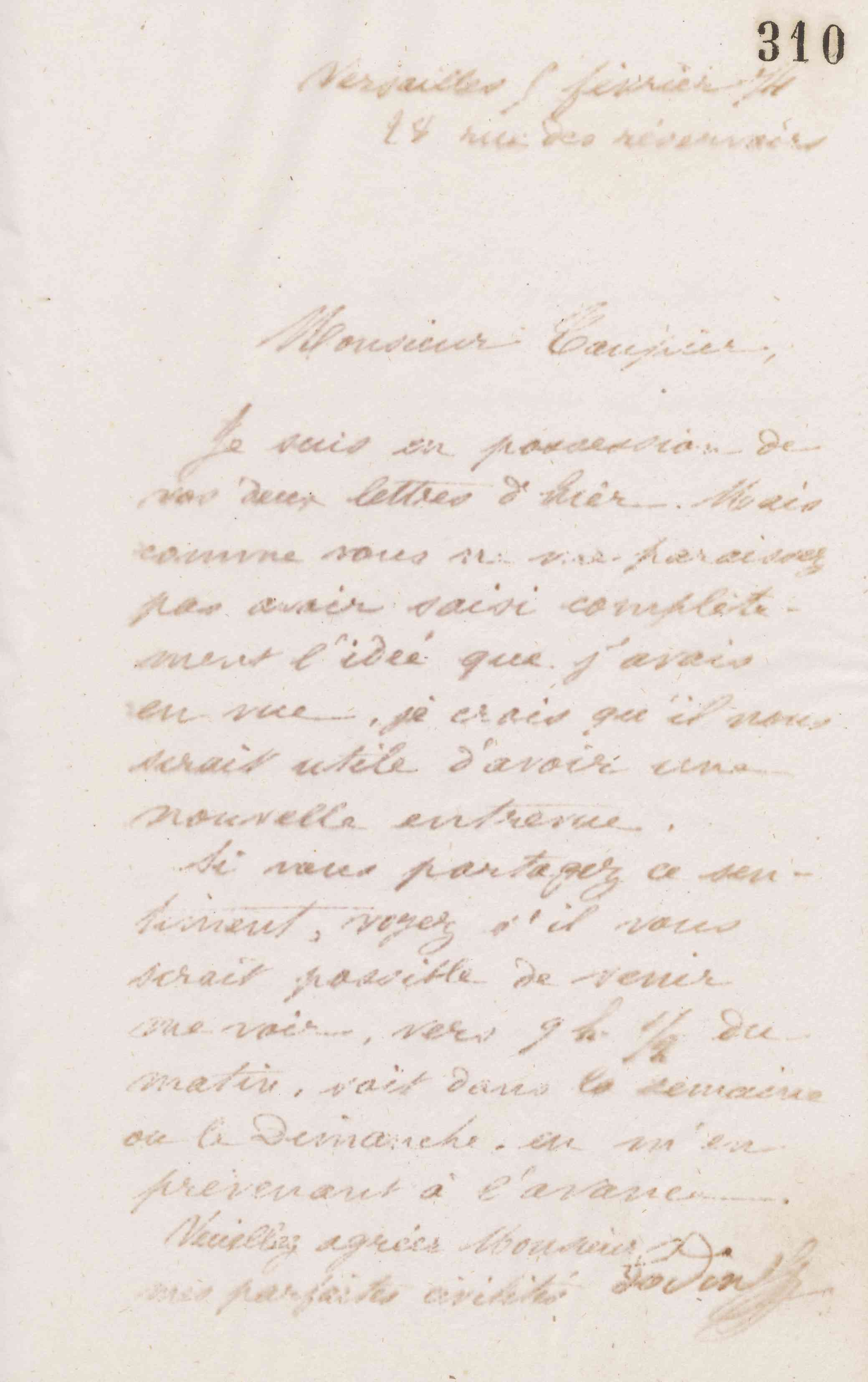 Jean-Baptiste André Godin à monsieur Taupier, 5 février 1874