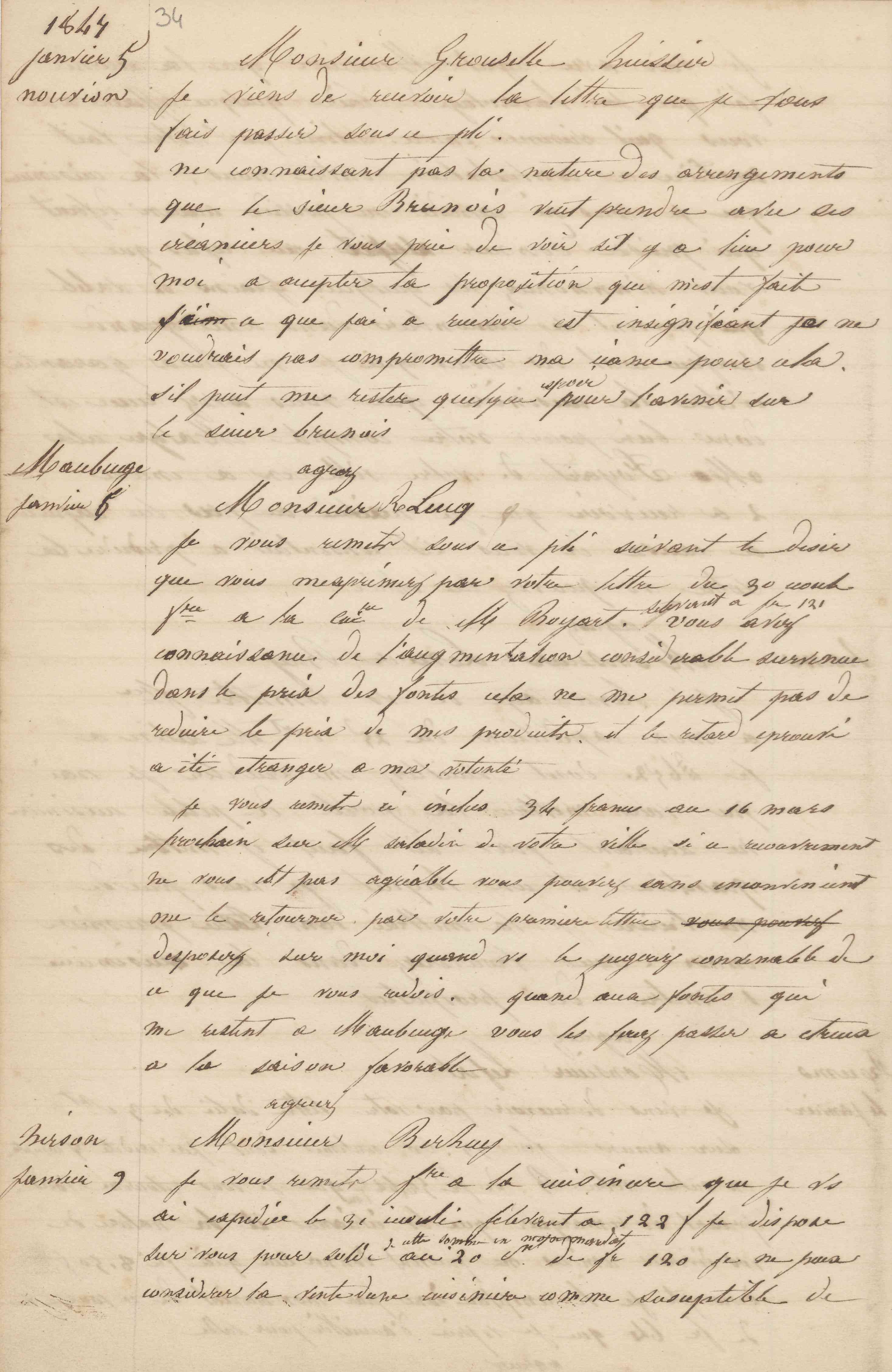 Jean-Baptiste André Godin à monsieur Lucq, 6 janvier 1847 Jean-Baptiste André Godin à monsieur Lucq, 6 janvier 1847