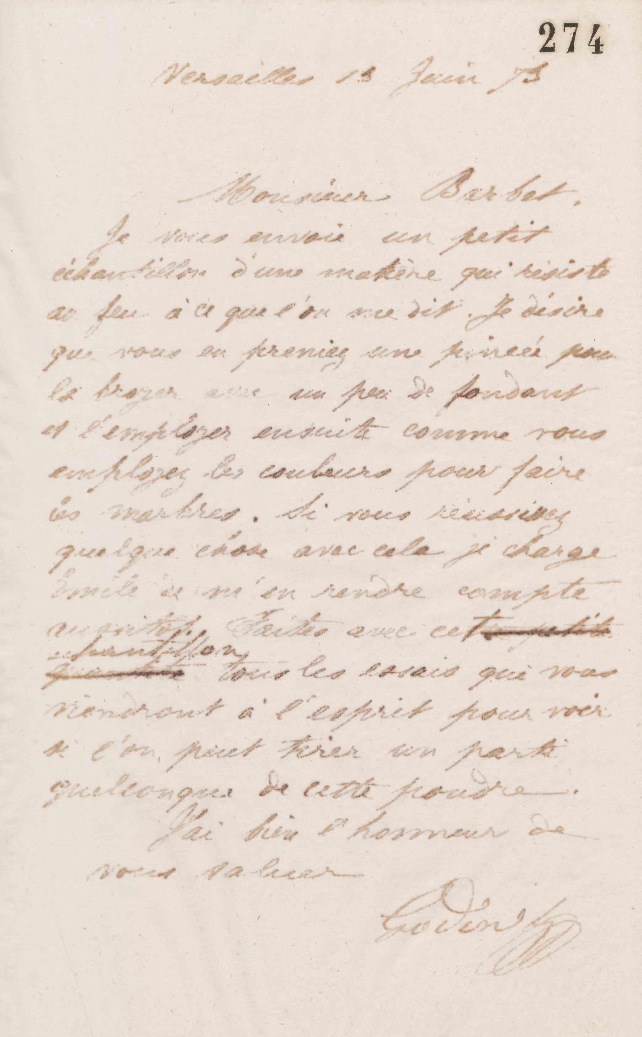 Jean-Baptiste André Godin à monsieur Barbet, 13 juin 1873