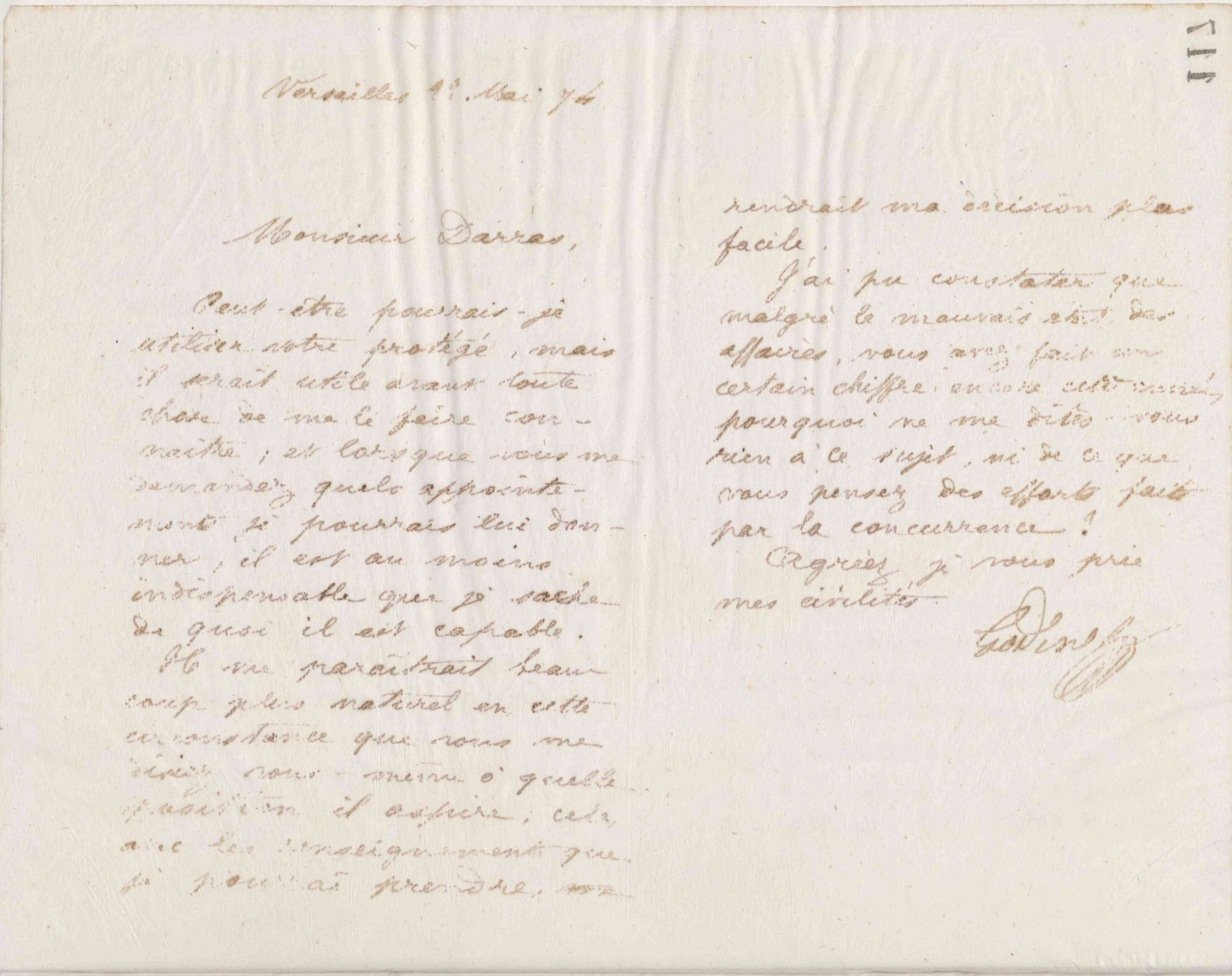 Jean-Baptiste André Godin à monsieur Darras, 22 mai 1874 Jean-Baptiste André Godin à monsieur Darras, 22 mai 1874
