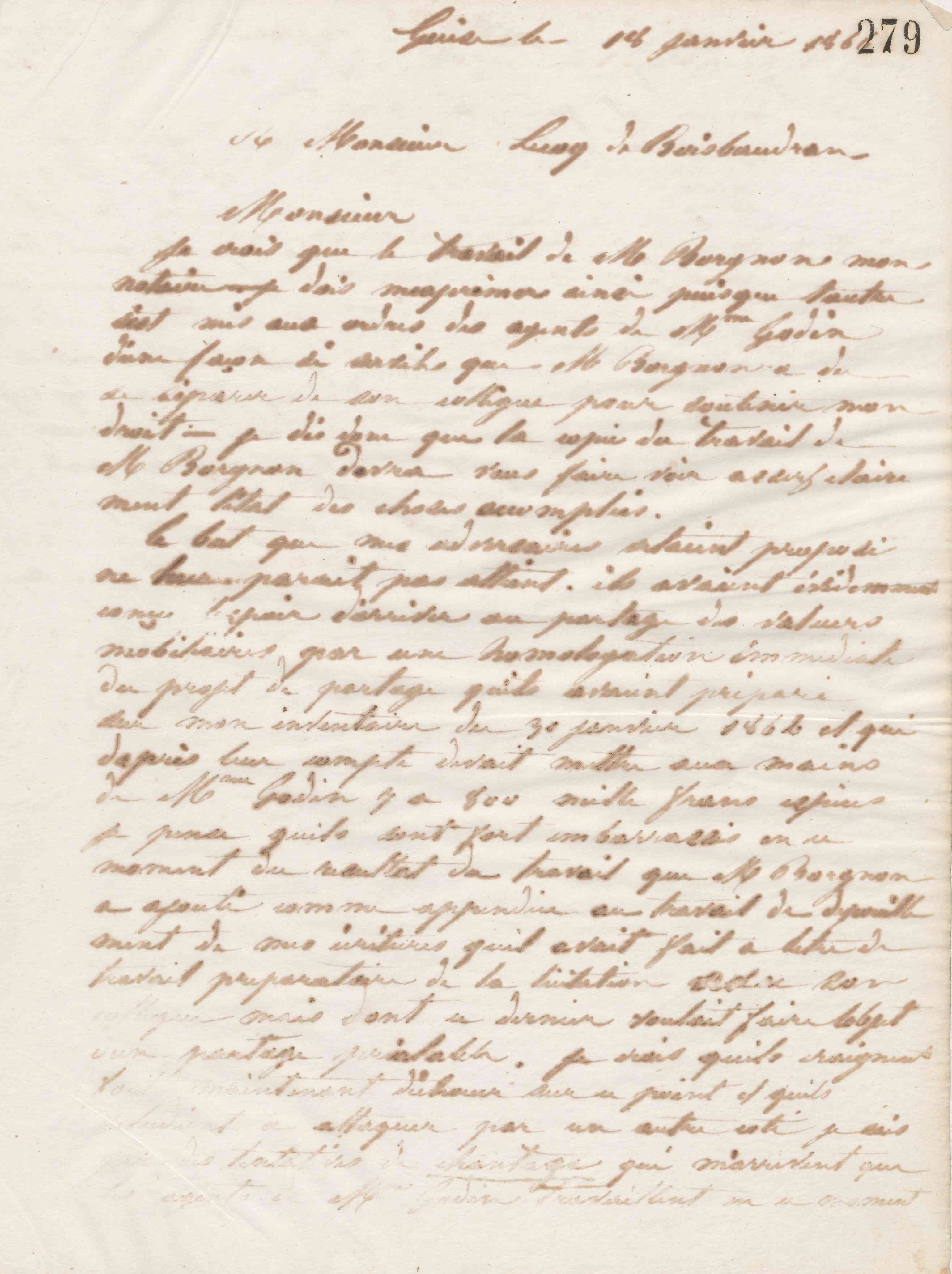 Jean-Baptiste André Godin à André Lecoq de Boisbaudran, 18 janvier 1866