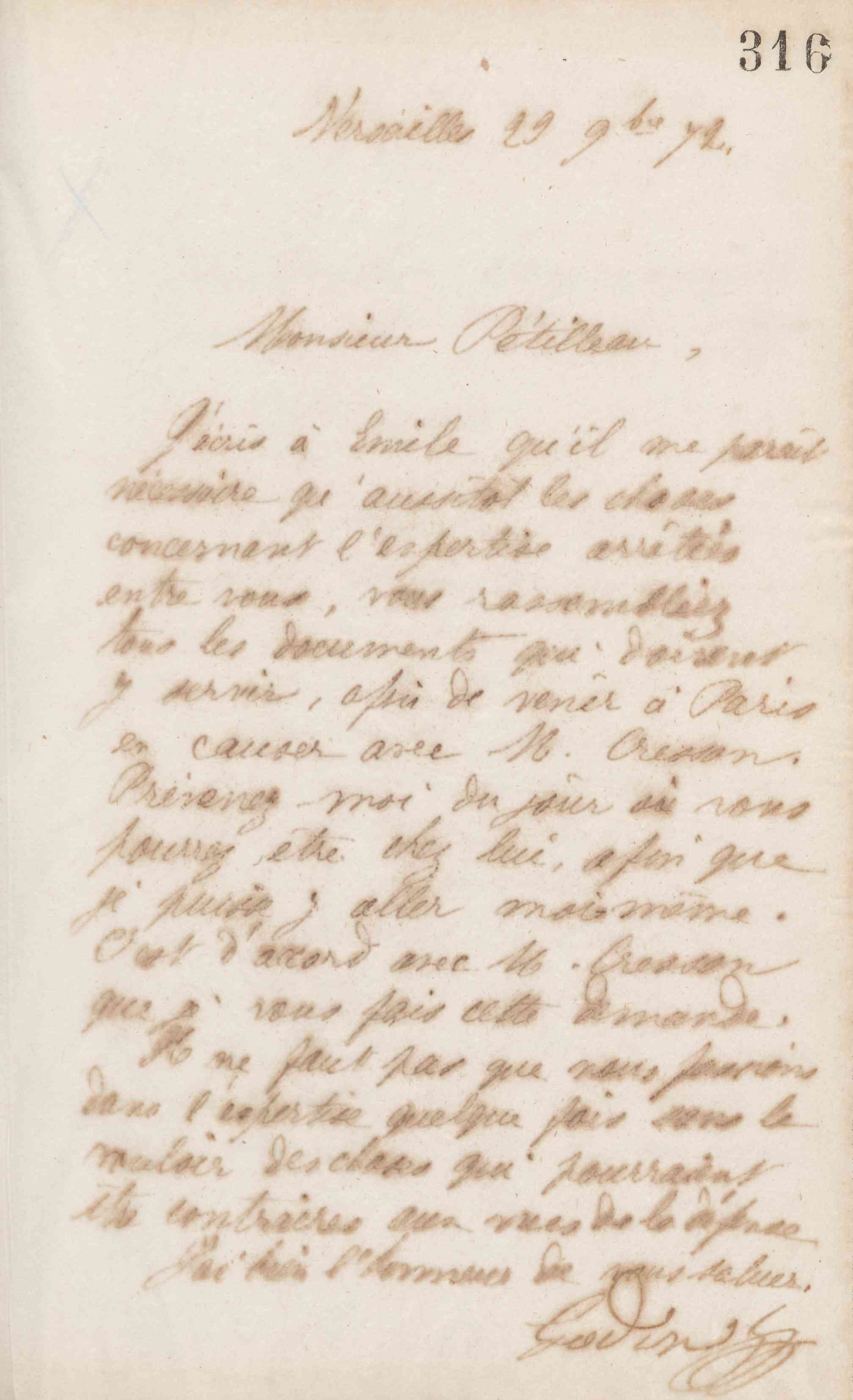 Jean-Baptiste André Godin à Albert Pétilleau, 23 novembre 1872