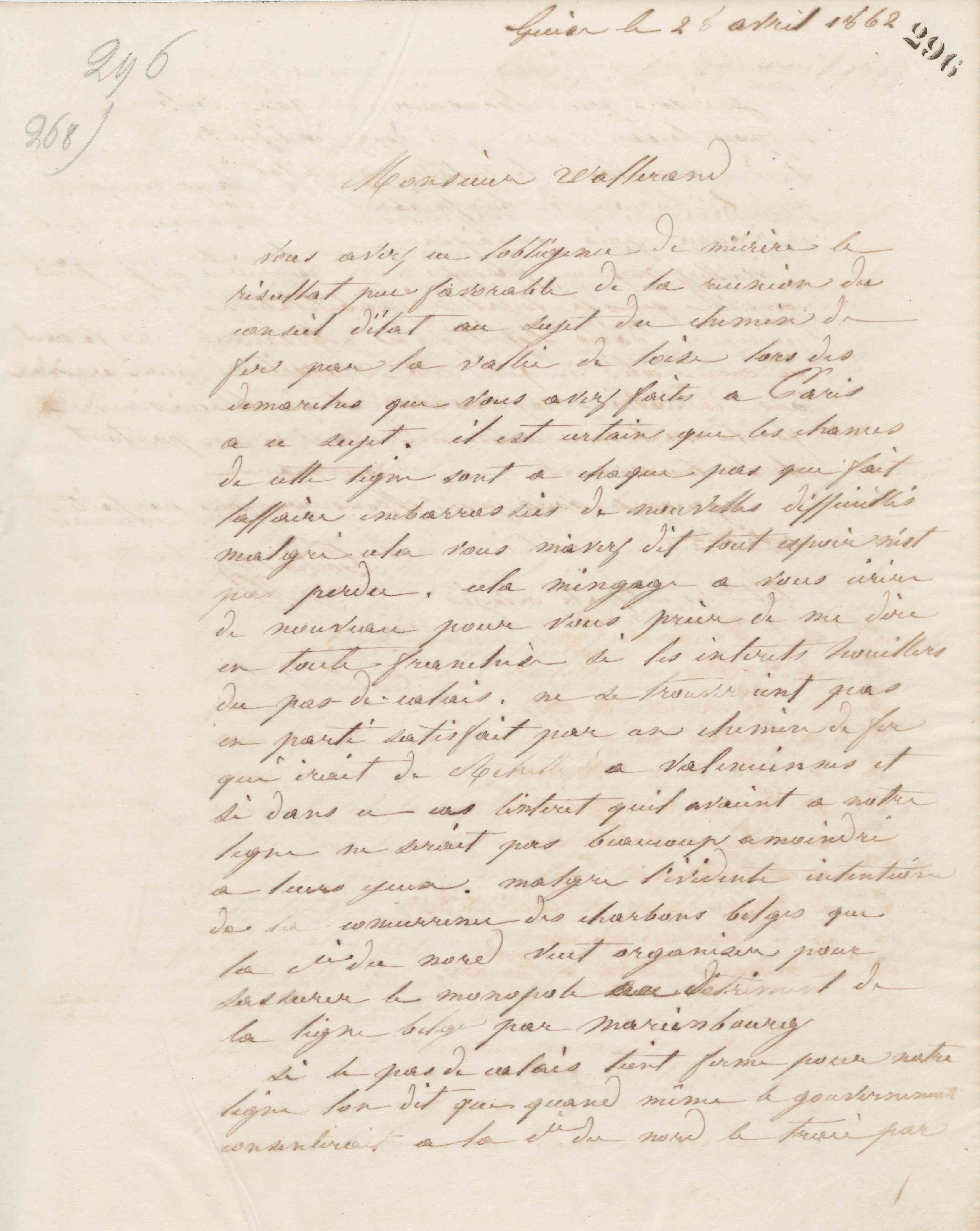 Jean-Baptiste André Godin à Louis-Joseph Wallerand, 28 avril 1862 Jean-Baptiste André Godin à Louis-Joseph Wallerand, 28 avril 1862