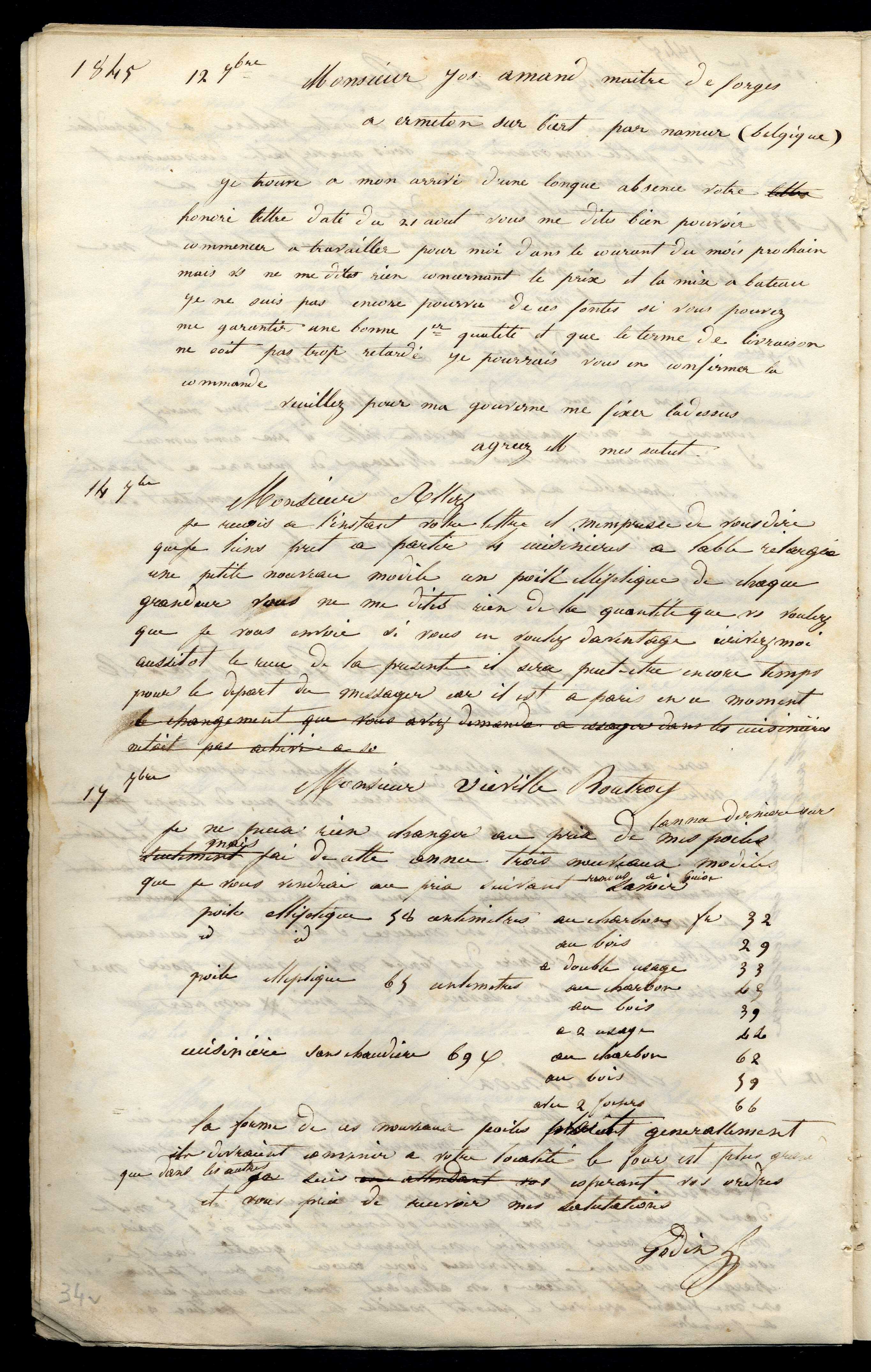 Jean-Baptiste André Godin à monsieur Allez, 14 septembre [1845]
