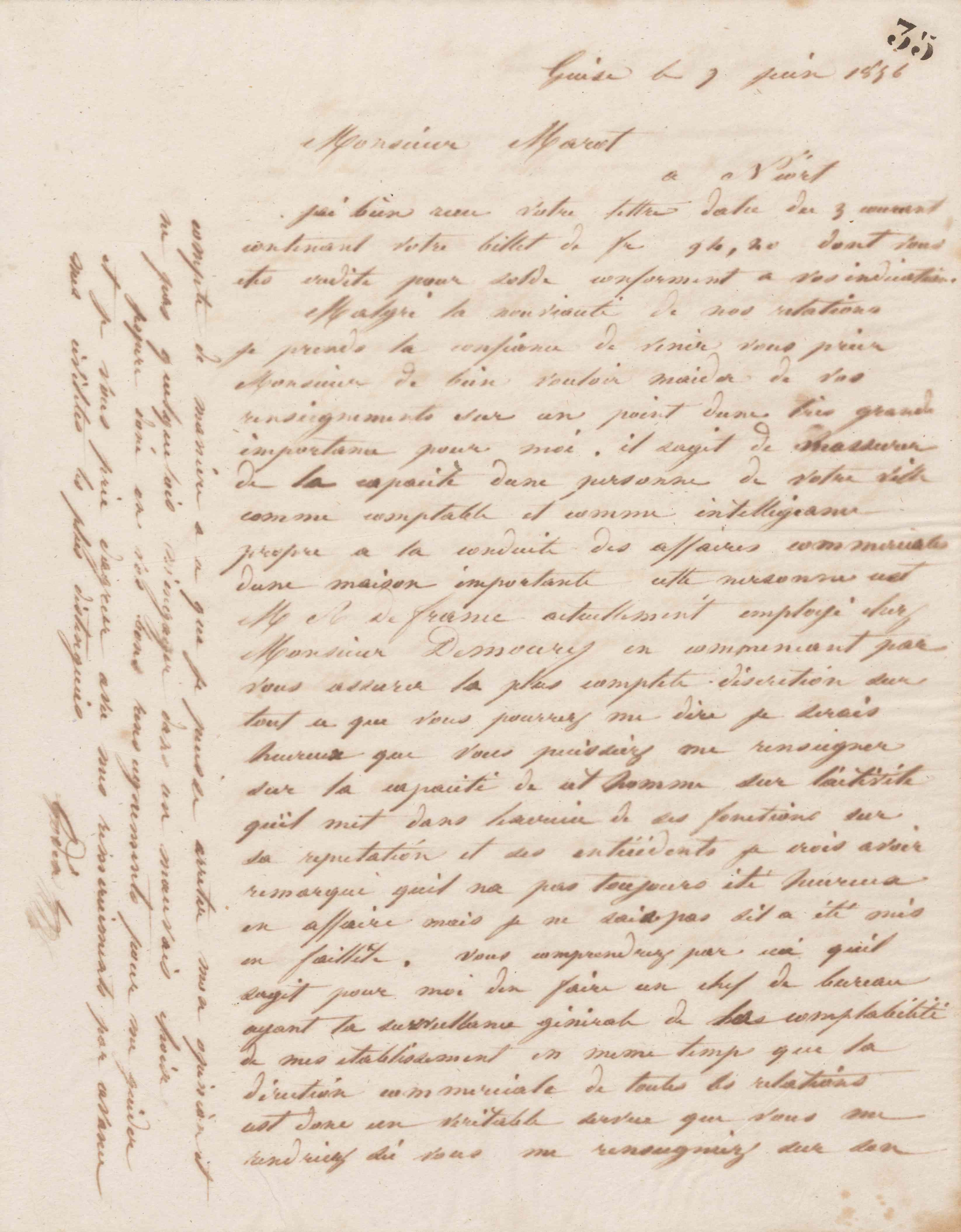 Jean-Baptiste André Godin à monsieur Marot, 9 juin 1856