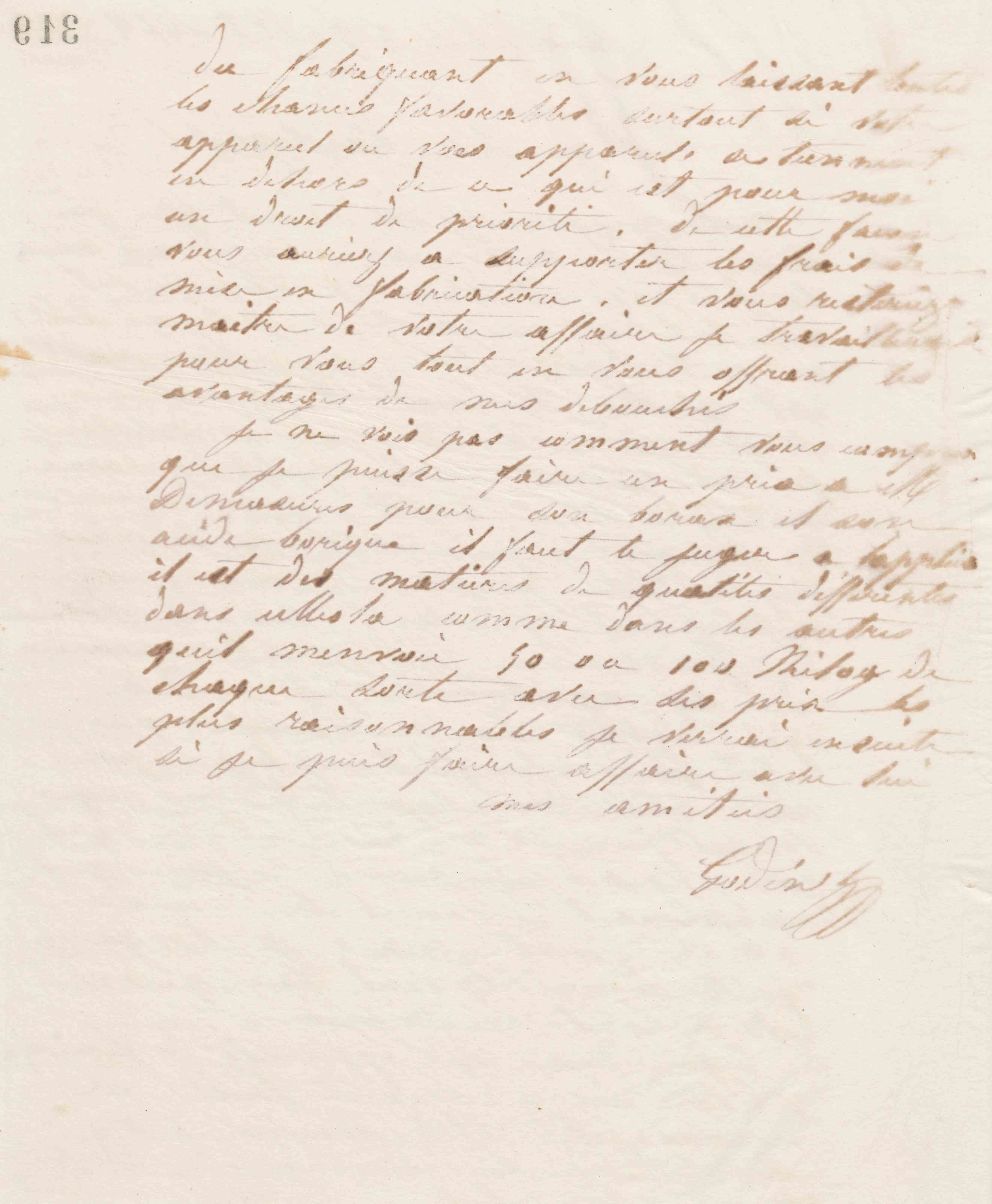 Jean-Baptiste André Godin à François Cantagrel, 3 juillet 1868