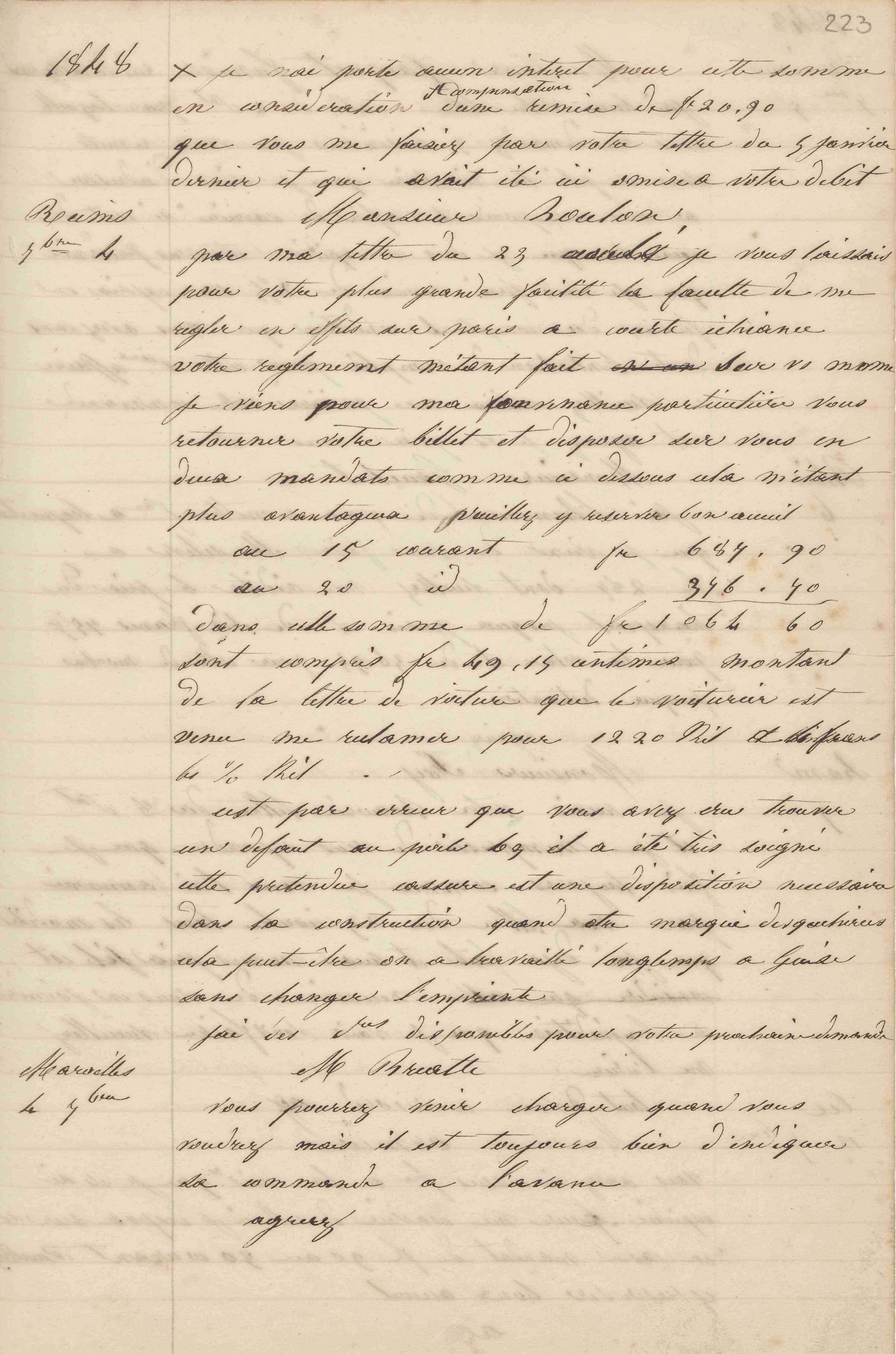Jean-Baptiste André Godin à monsieur Briatte, 4 septembre 1848