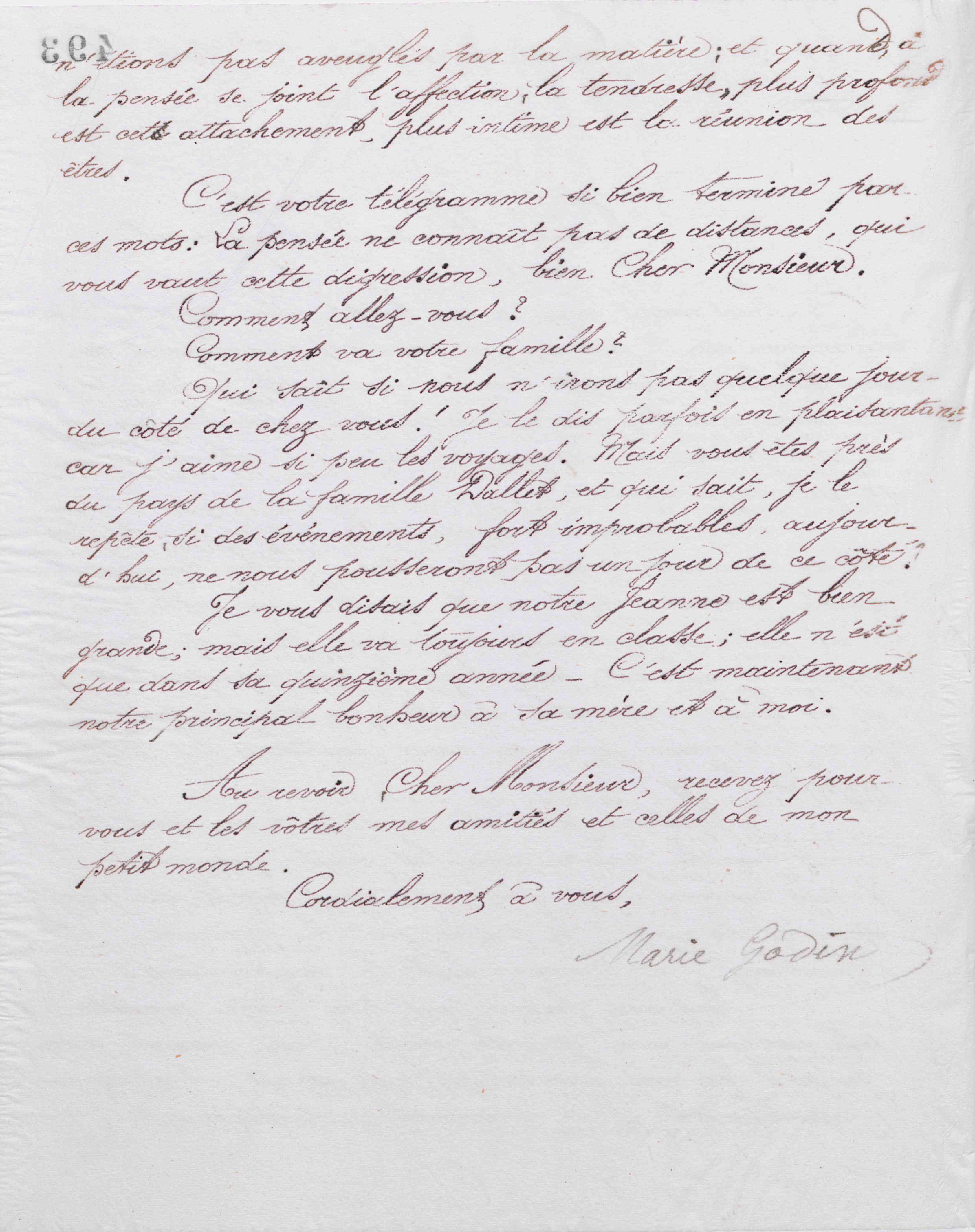 Marie Moret à Armand Grebel, 1er mars 1888