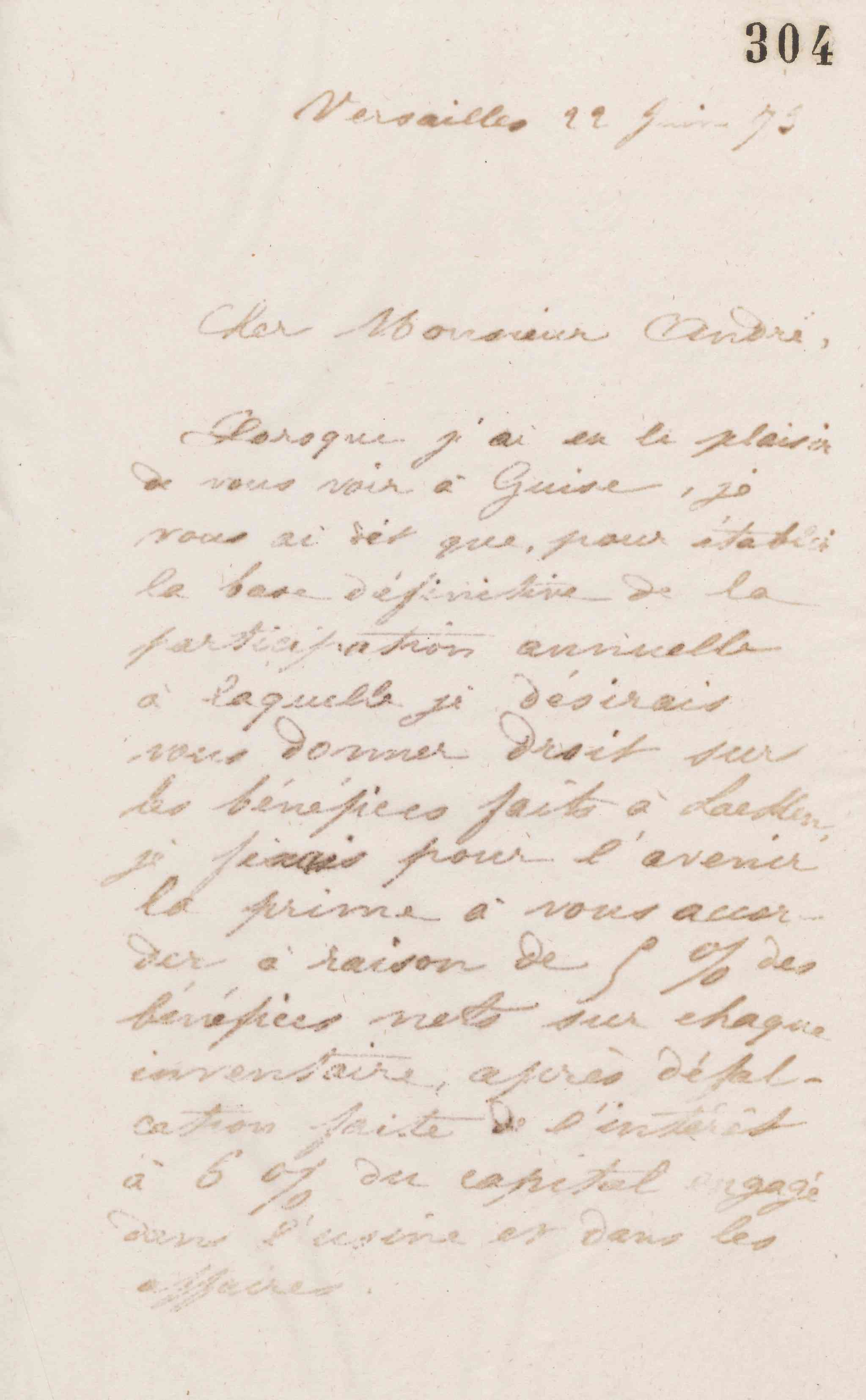 Jean-Baptiste André Godin à Eugène André, 22 juin 1873 Jean-Baptiste André Godin à Eugène André, 22 juin 1873