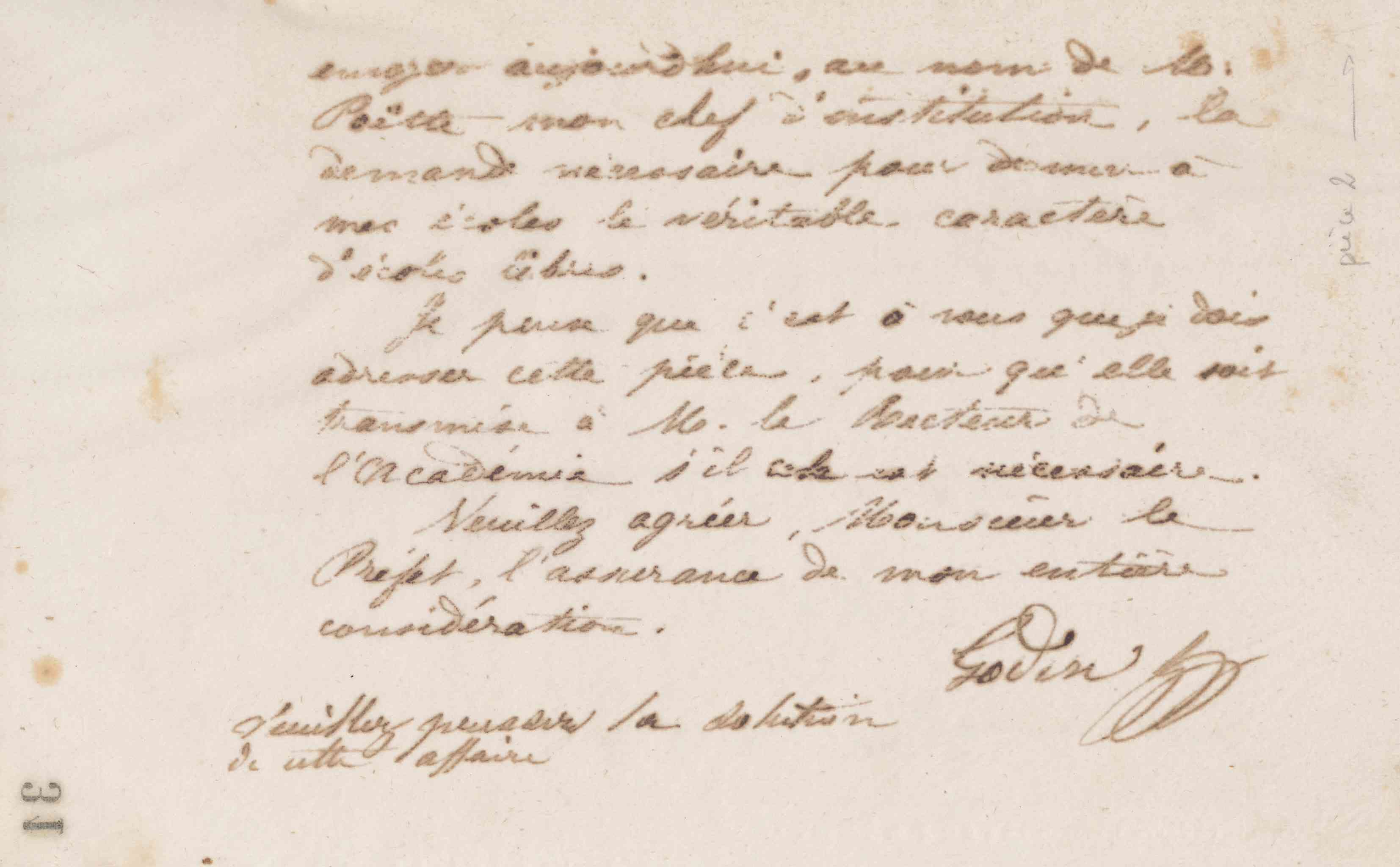 Jean-Baptiste André Godin au préfet de l'Aisne, 25 janvier 1873