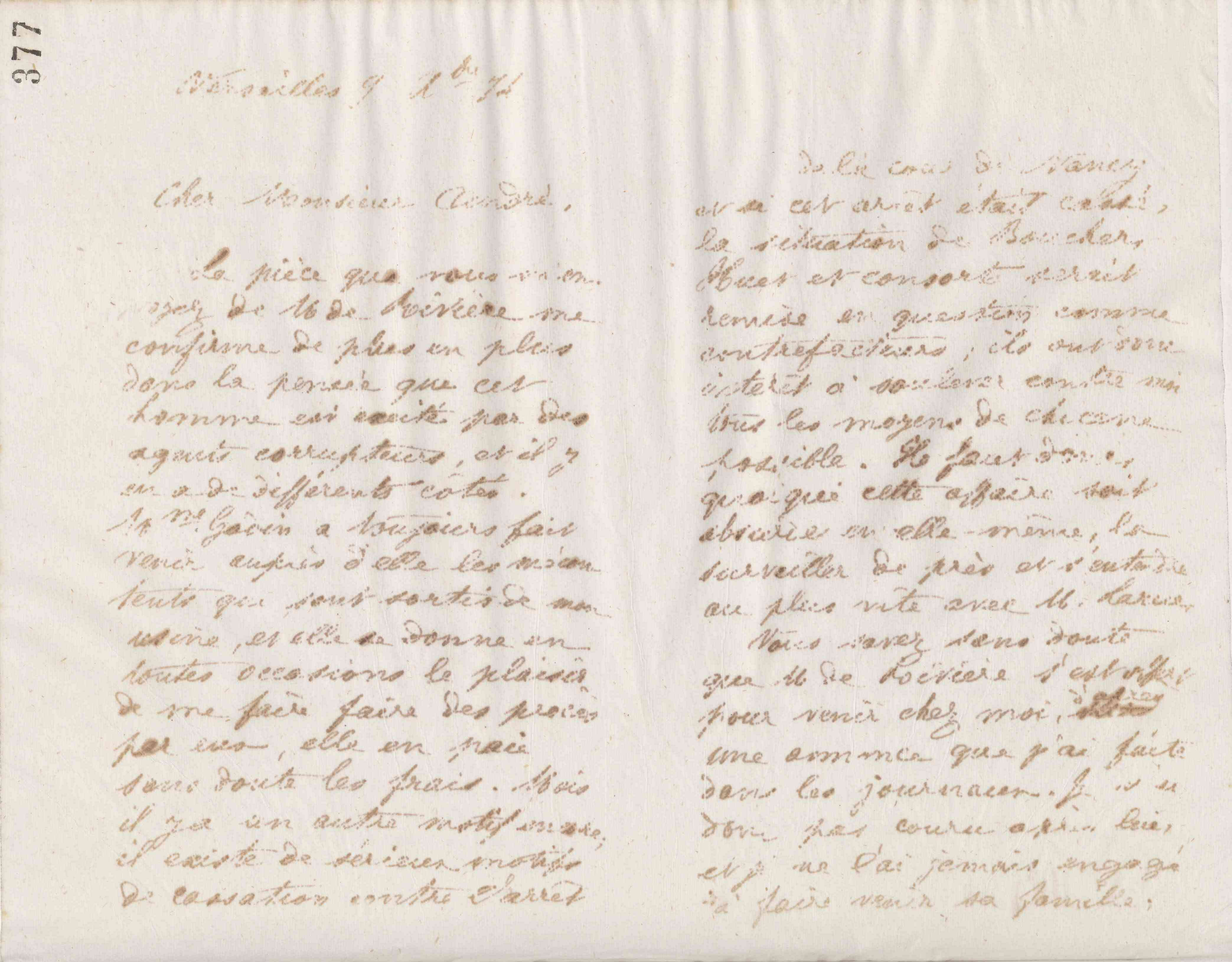 Jean-Baptiste André Godin à Eugène André, 9 décembre 1874