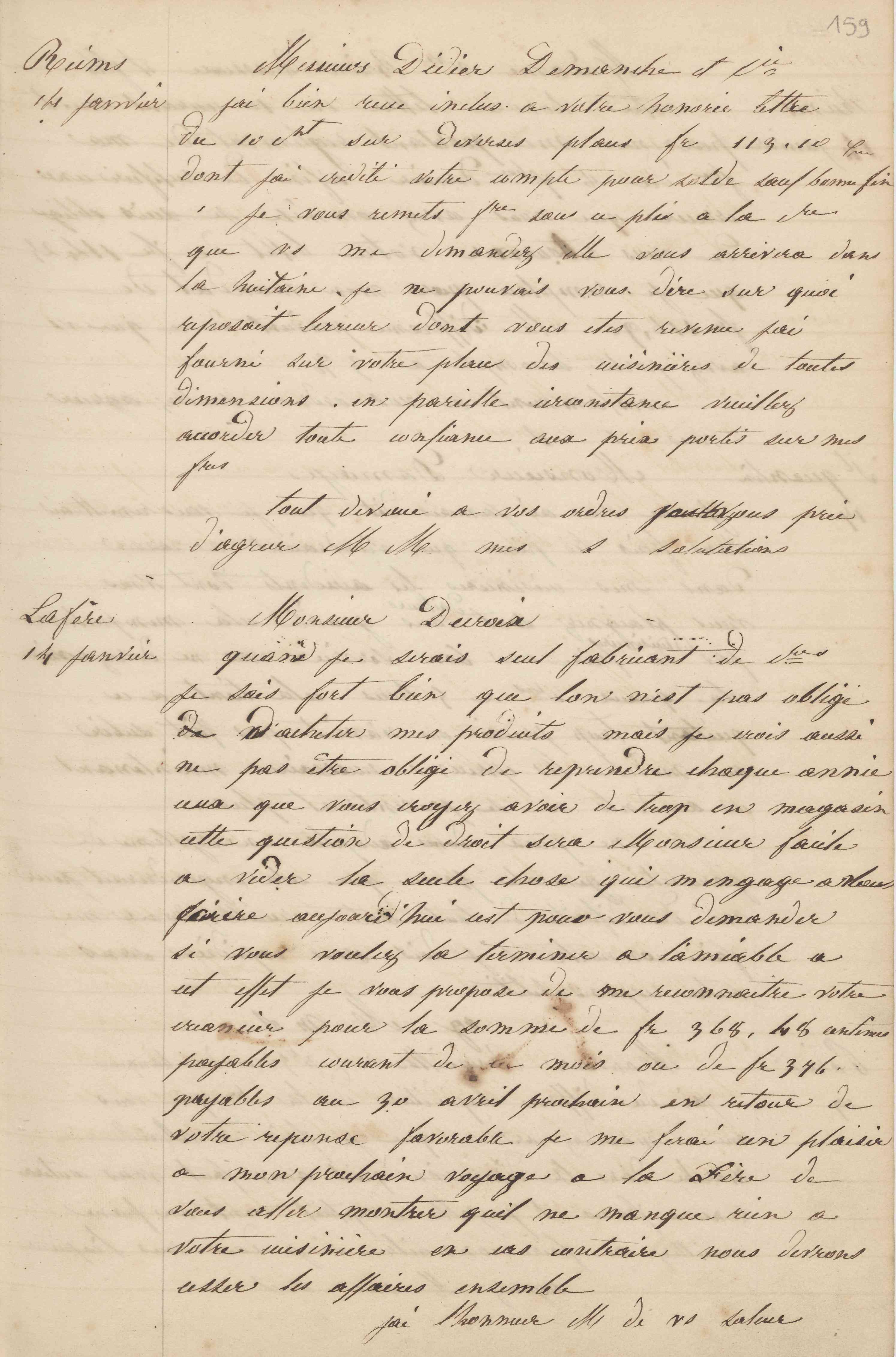 Jean-Baptiste André Godin à monsieur Decroix, 14 janvier 1848 Jean-Baptiste André Godin à monsieur Decroix, 14 janvier 1848