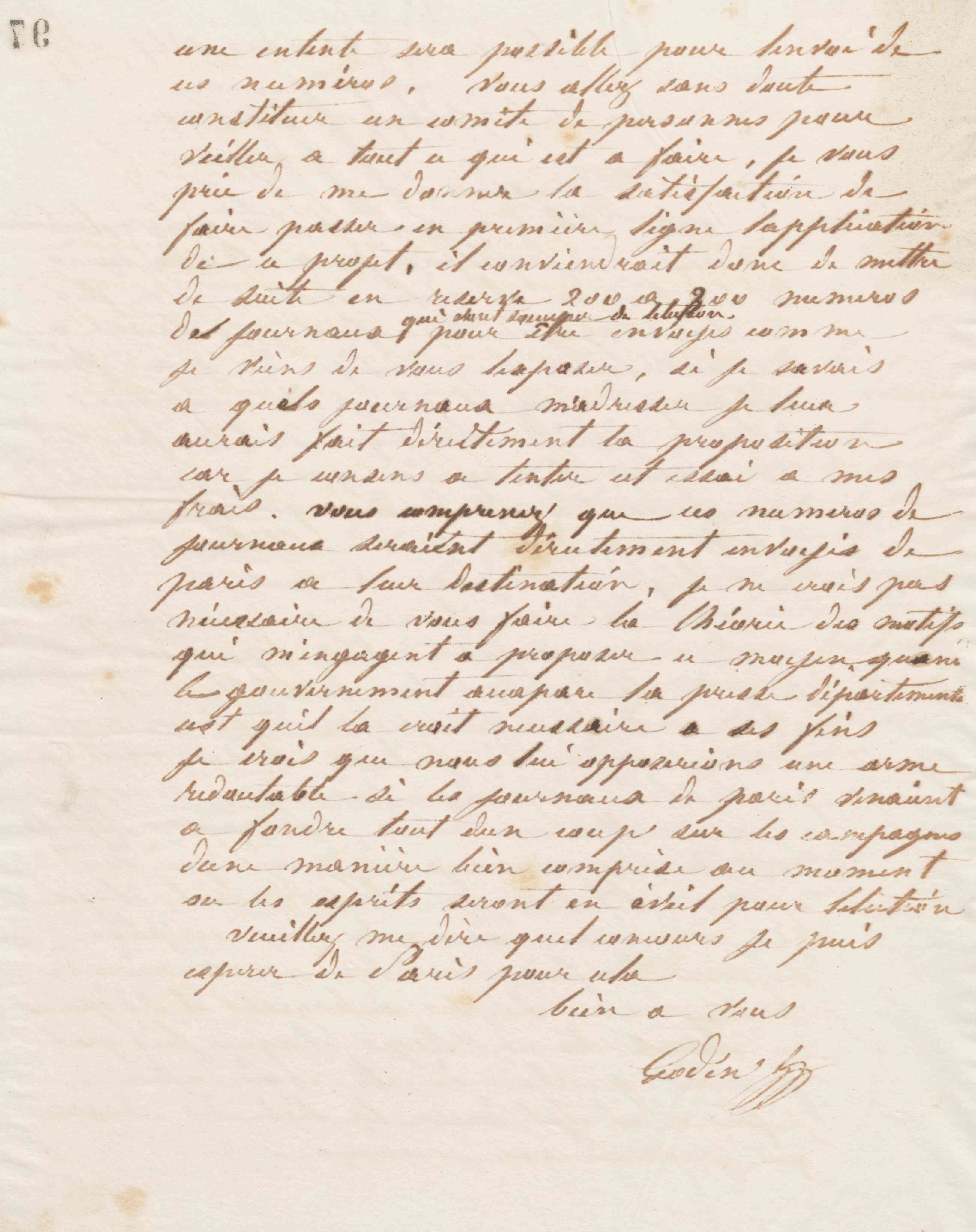 Jean-Baptiste André Godin à Jules Favre, 5 mars 1867