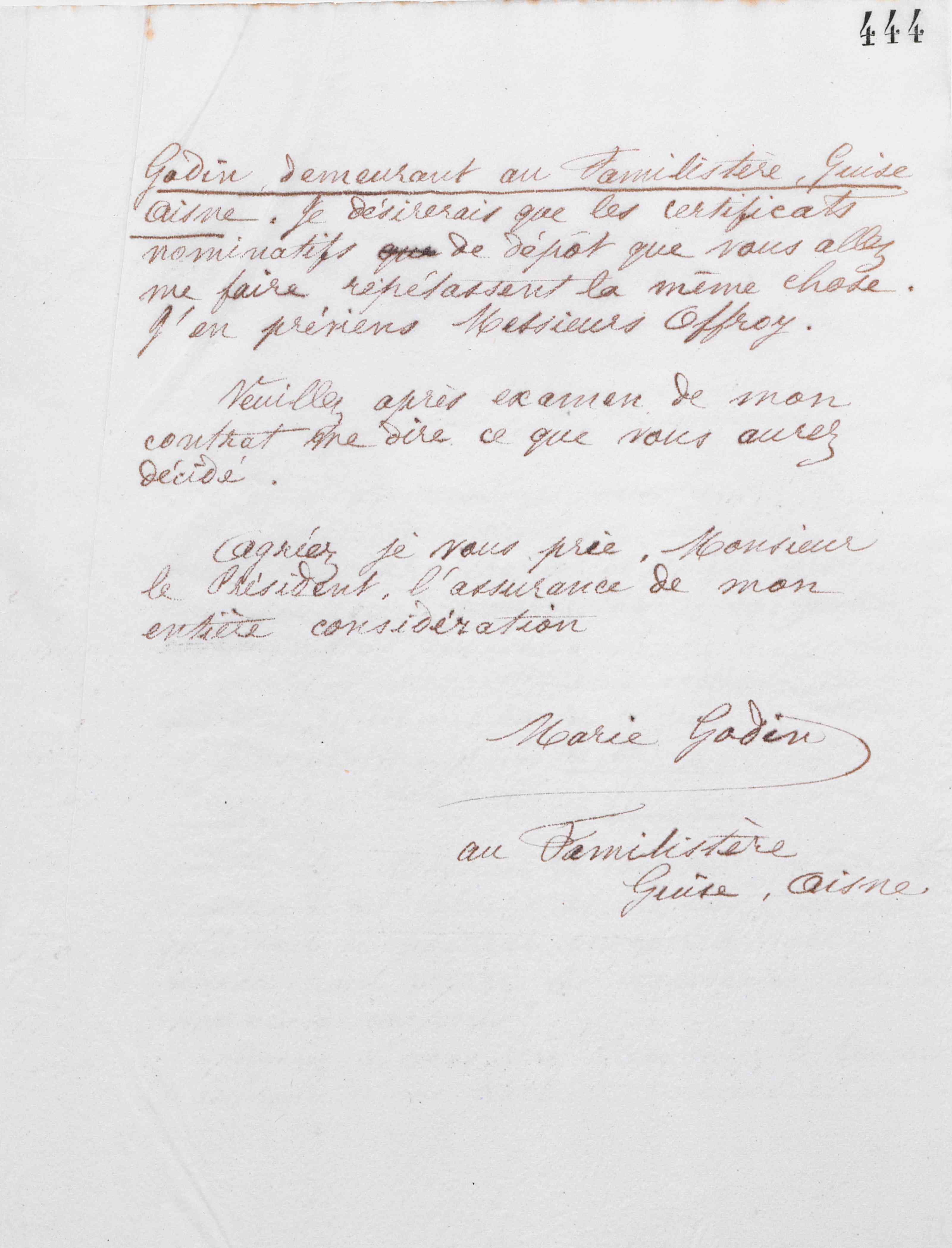 Marie Moret à la Compagnie universelle du canal maritime de Suez, 26 janvier 1887