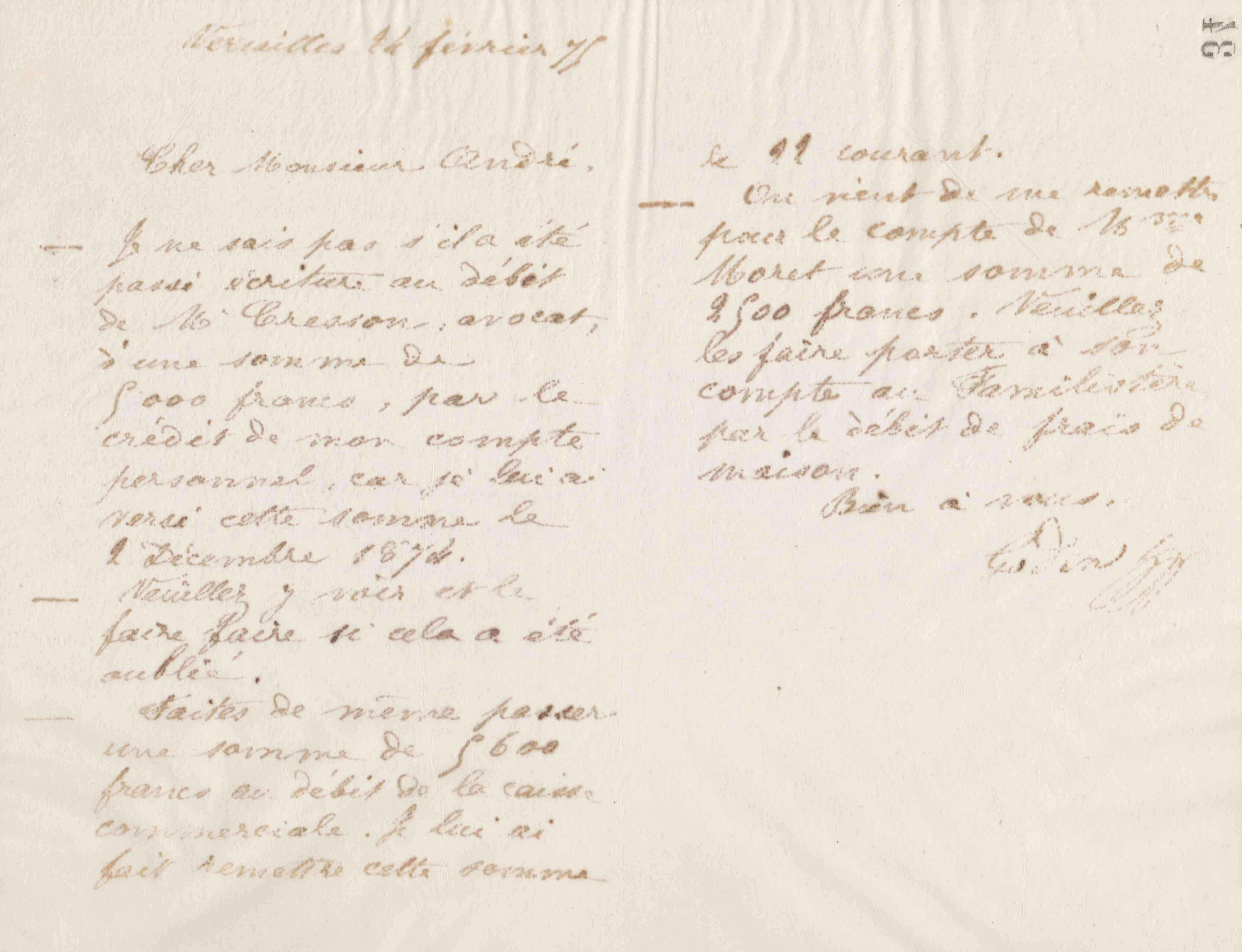 Jean-Baptiste André Godin à Eugène André, 24 février 1875