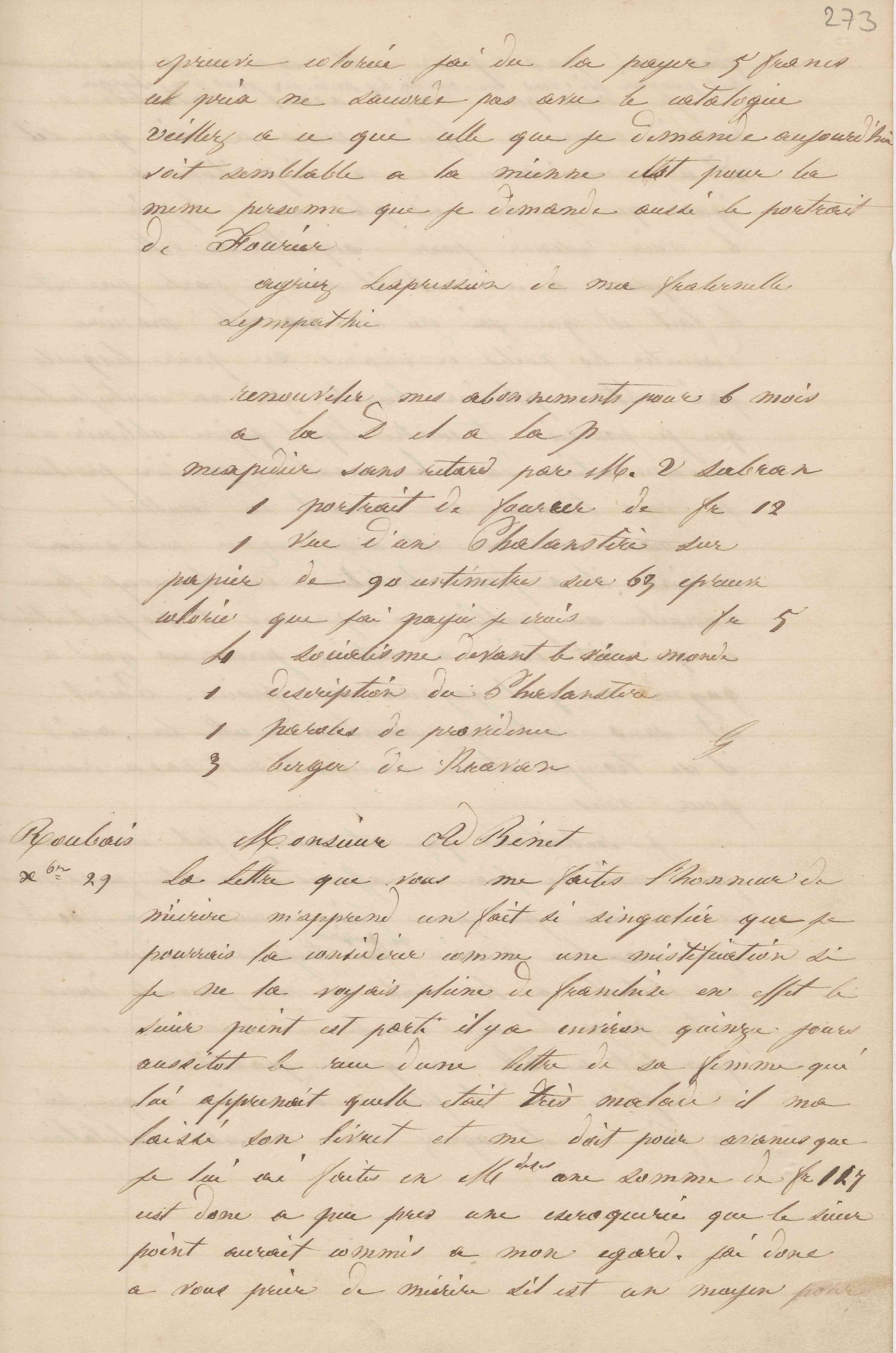 Jean-Baptiste André Godin à monsieur Ad. Binet, 29 décembre 1848